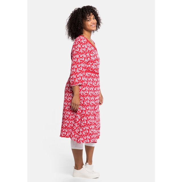 sheego by Joe Browns Blusenkleid »Große Größen«, mit Blumendruck und  Spitzenbesatz für kaufen | BAUR