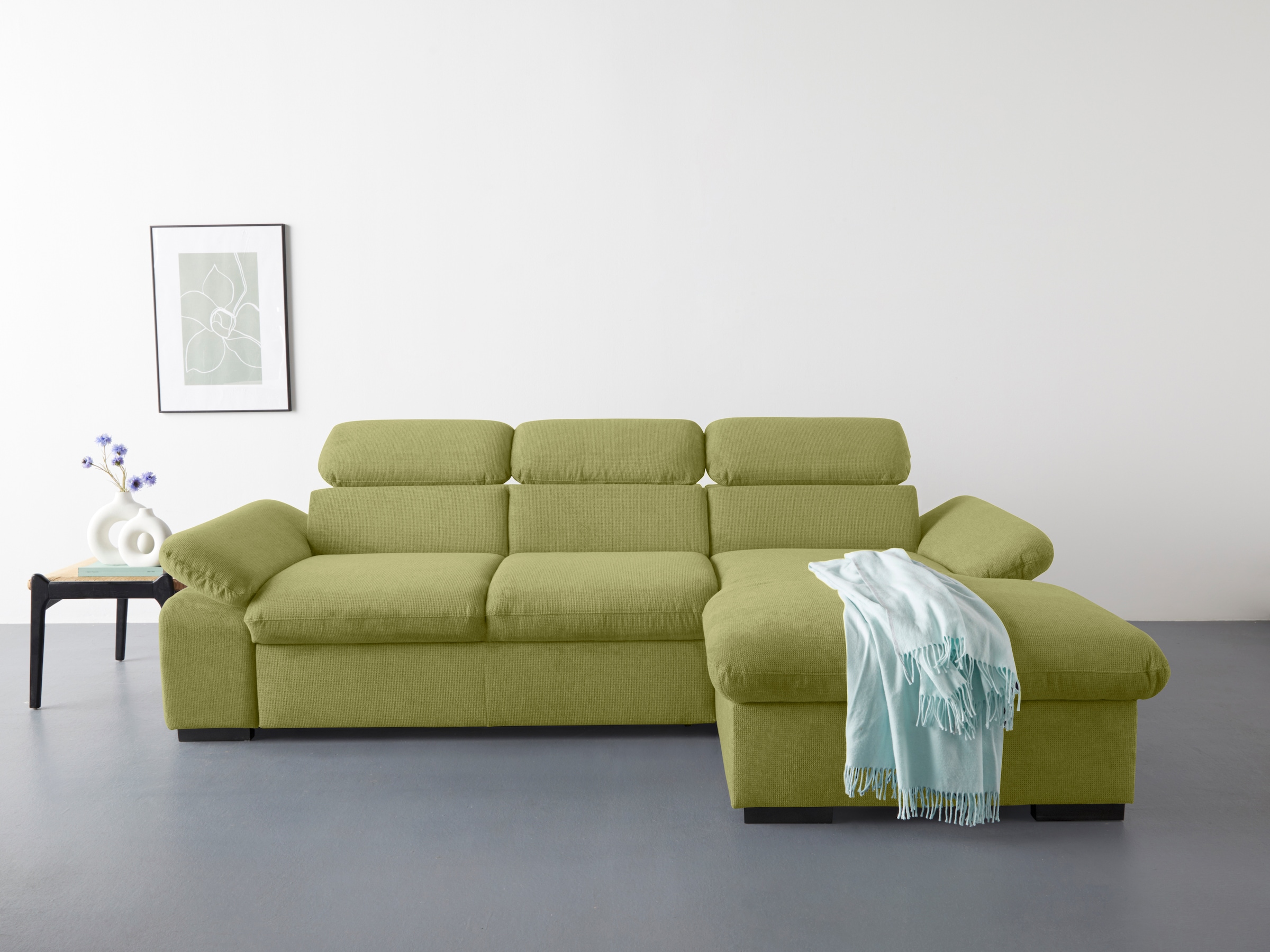 COTTA Ecksofa "Lola L-Form mit Kopfteilfunktion & Hocker" wahlweise mit Bet günstig online kaufen