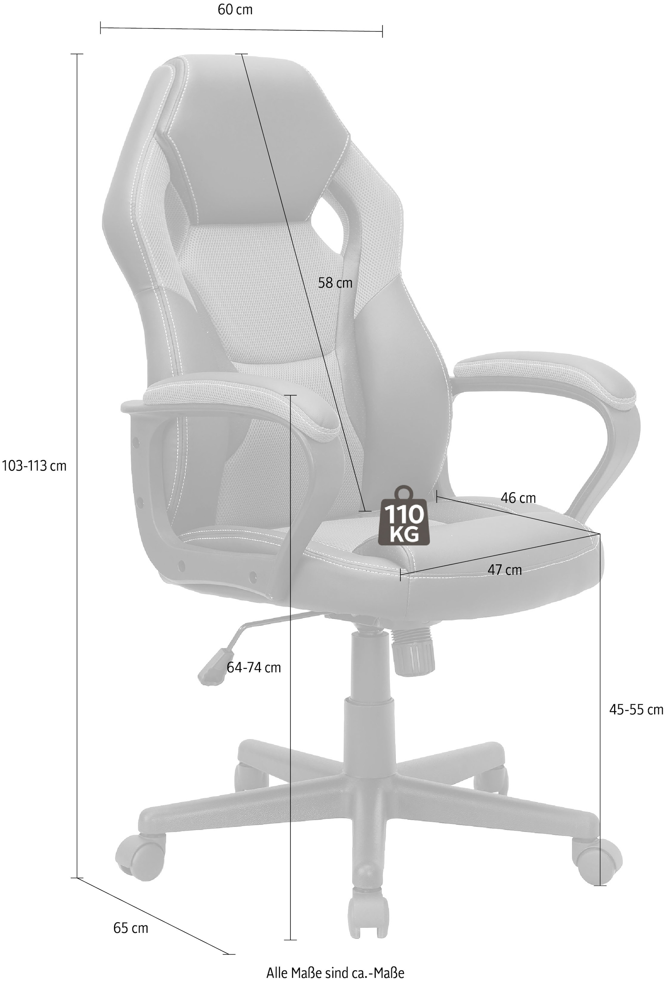 byLIVING Gaming-Stuhl »Matteo«, Kunstleder-Netzstoff, verstellbarer  Schreibtischstuhl mit Wippmechanik | BAUR