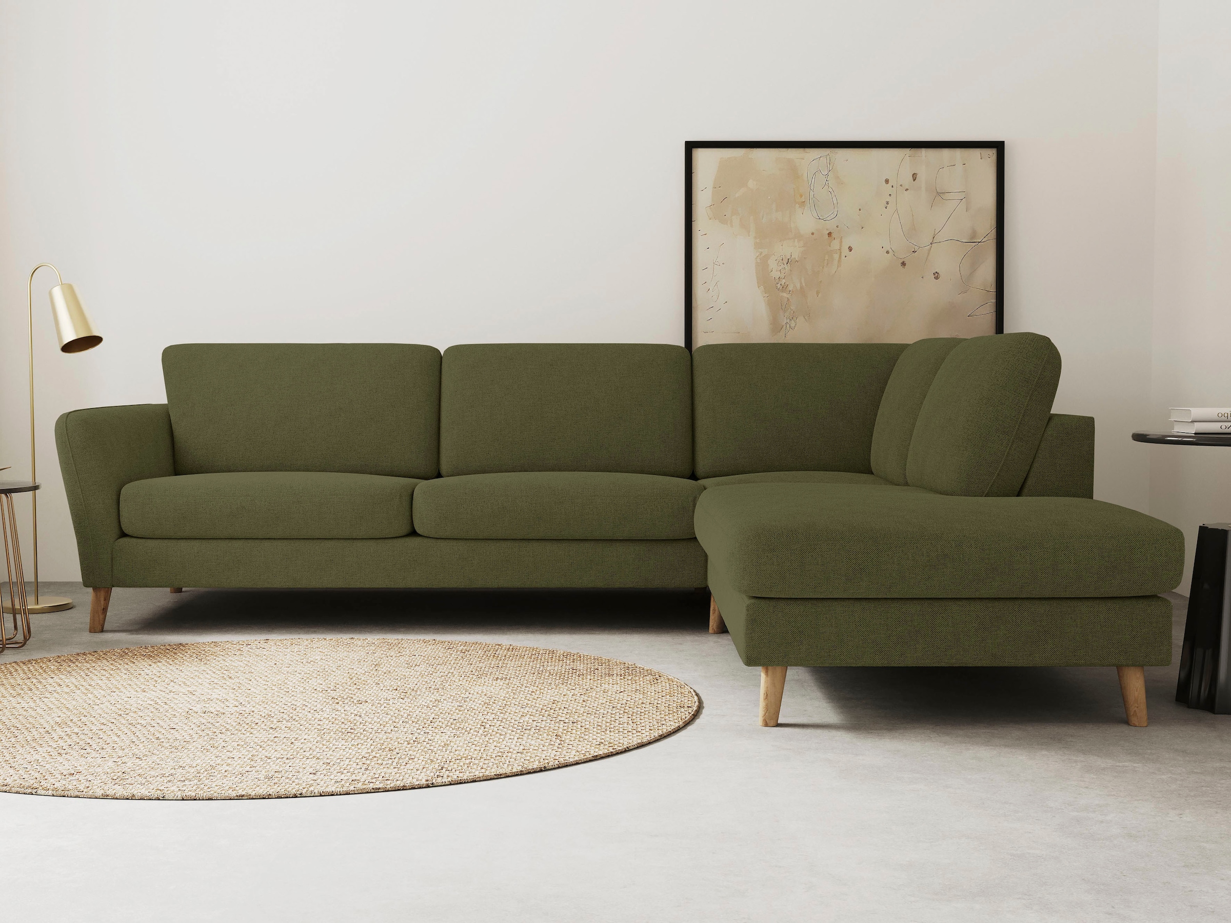 OTTO home Ecksofa »MARSEILLE 278/202 cm, L-Form, Ottom. rechts/links, verschiedene Bezüge« Massivholzbeine aus Eiche, in verschieden Bezügen und Farbvarianten