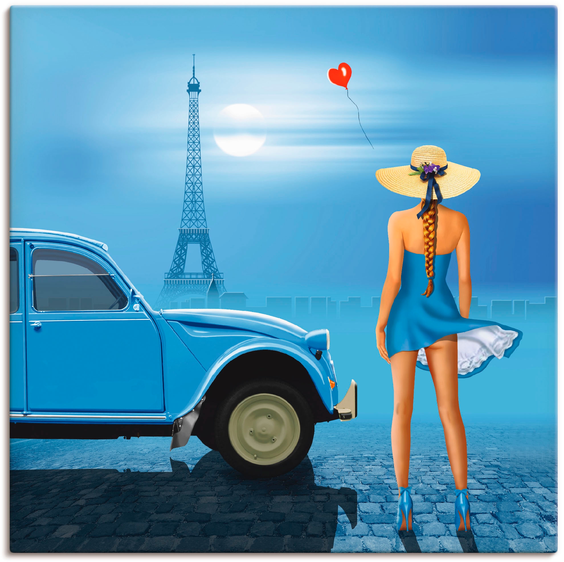 Artland Leinwandbild "Französisch Blau", Frau, (1 St.), auf Keilrahmen gespannt