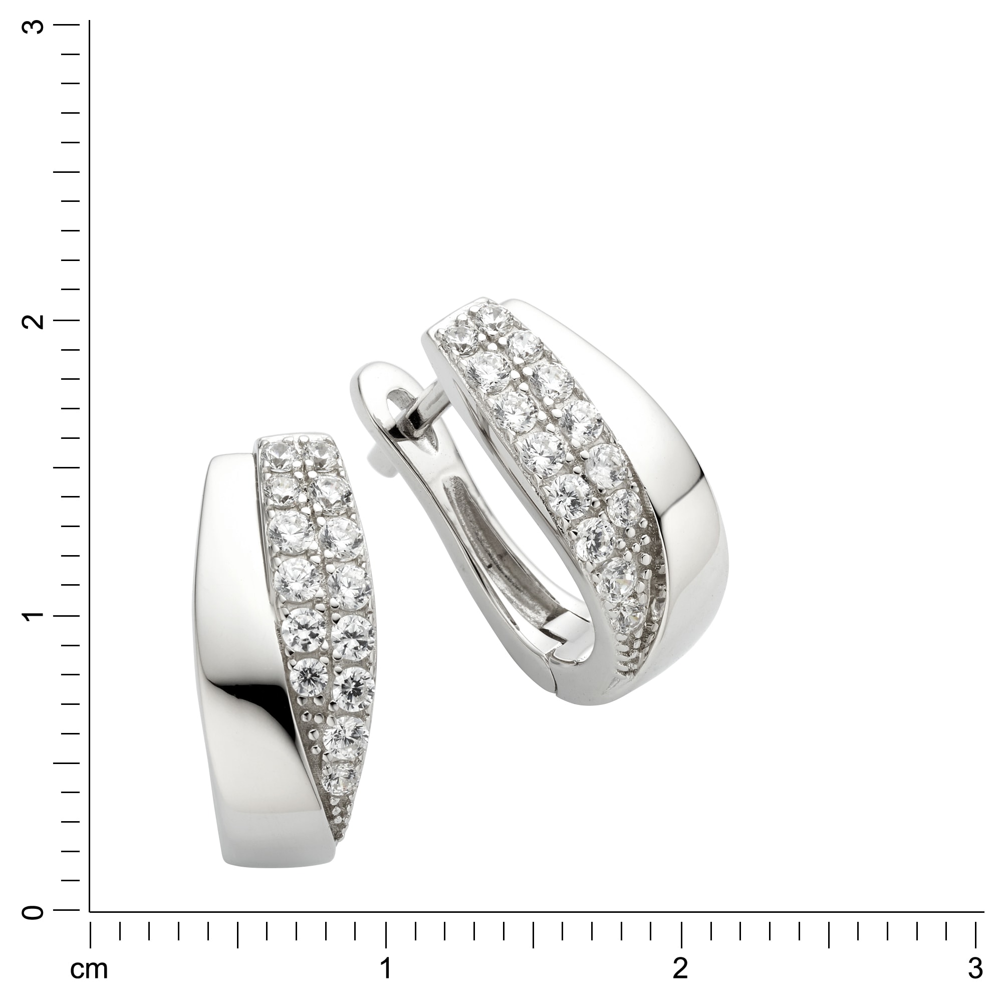 Zeeme Paar Creolen »925/- Sterling Silber Zirkonia weiß«