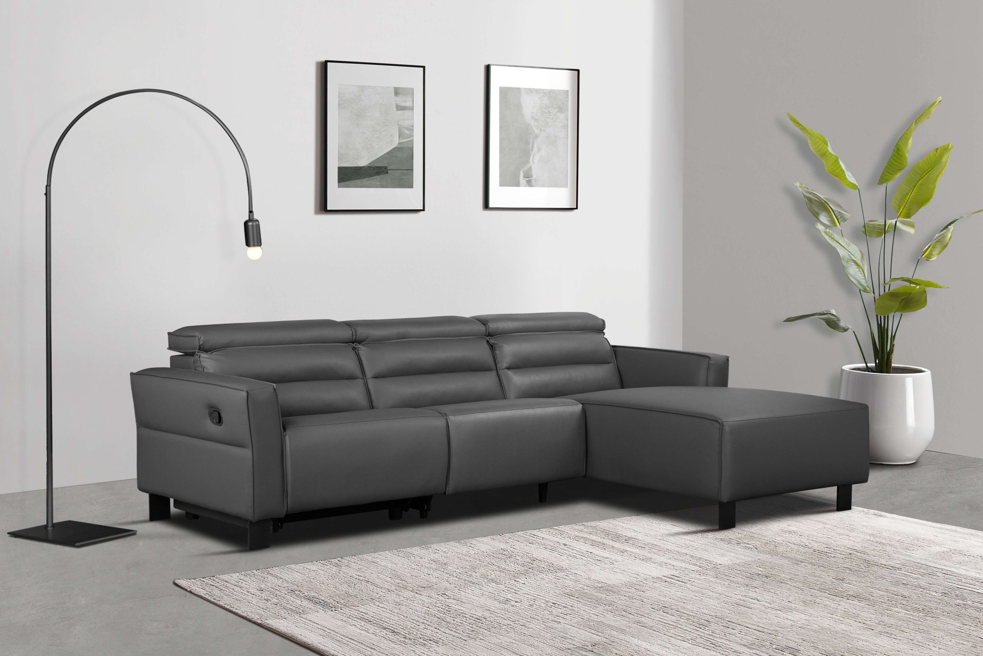 Places of Style Ecksofa »Carpari, L-Form, 263 cm, manuelle o. elektrische Relaxfunktion,«, USB A/C und Kopfteilverstellung