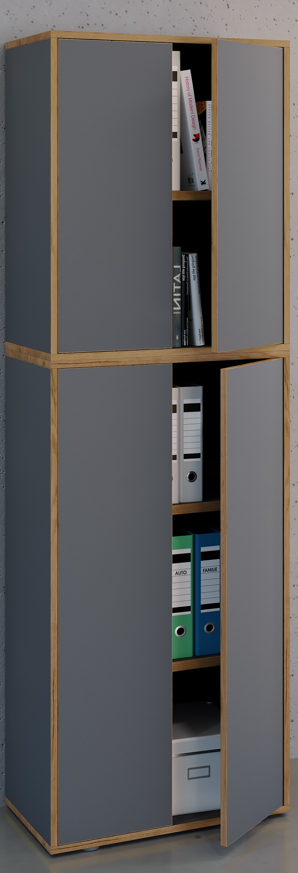 VCM Aktenschrank »VCM Holz Büroschrank Ordner Aktenschrank Büromöbel Schrank Salia 5-fach Breite 60 cm Drehtüren«, (1 St.)