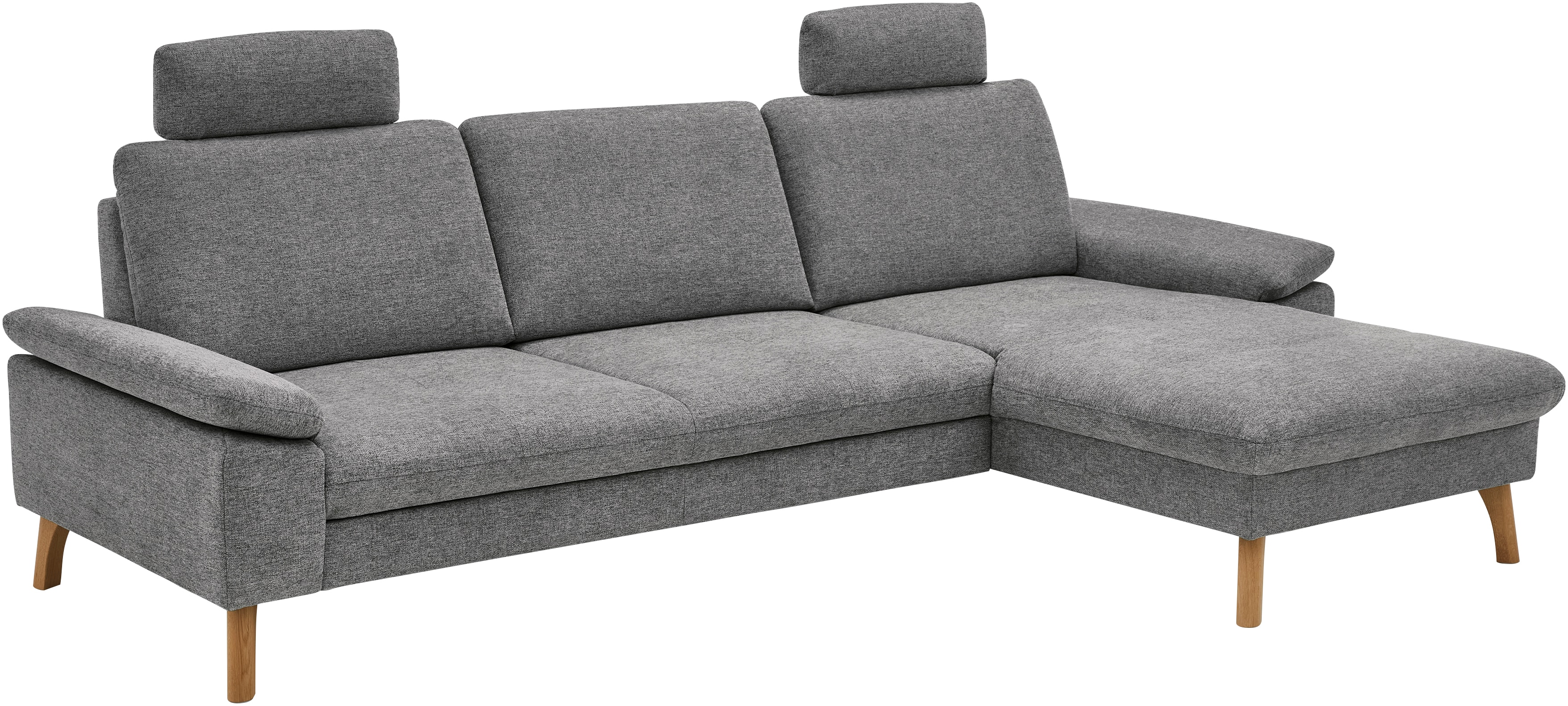 Die PlanBar Ecksofa "PP-LA24075 L-Form, Breite 286 cm" opt. mit Kopfstützen, Schlaffunktion, mot. Ottomane, Sitztiefenverst.