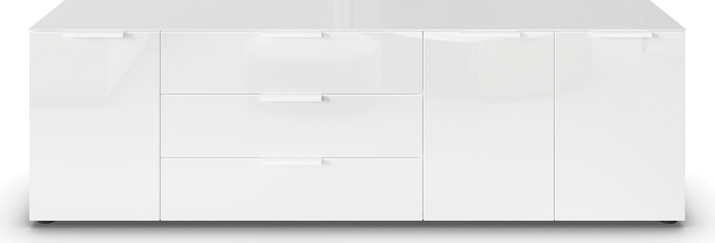 rauch Kombikommode »Kommode Türkommode Sideboard Kombikommode FLIPP mit Glasfront«, (Breite 200 cm mit 2 Einlegeböden), 3-türig, 3 Schubladen, Soft-Close-Funktion, Oberboden und Front Glas
