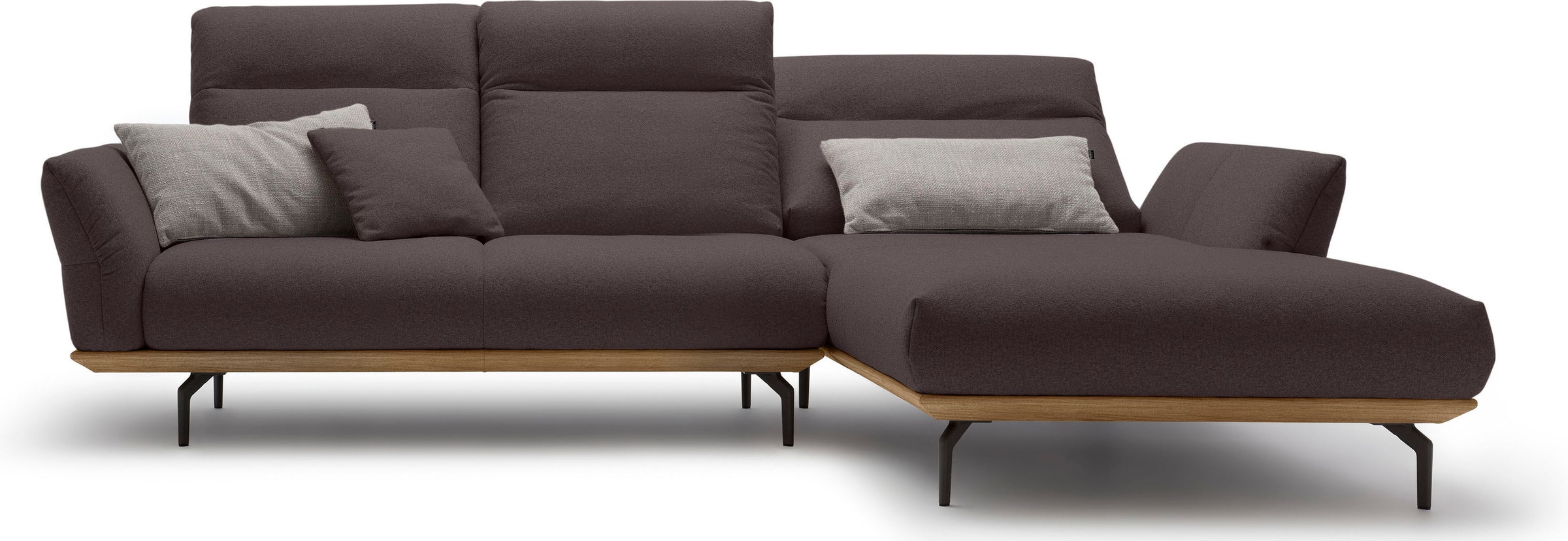 Creation BY ROLF BENZ Ecksofa »CR.460«, Sockel in Nussbaum, Winkelfüße in Umbragrau, Breite 298 cm