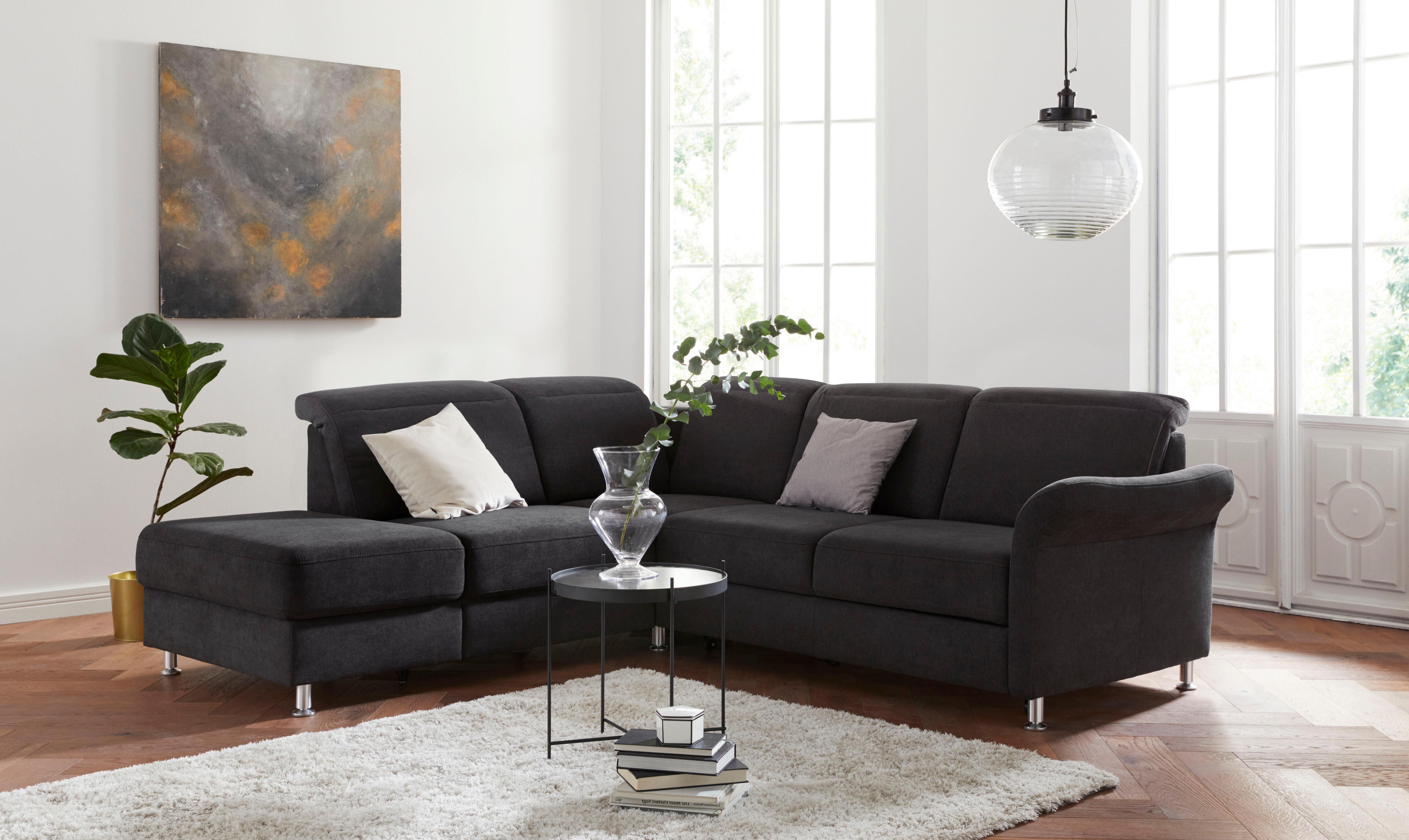 sit&more Ecksofa "Darwin L-Form" inklusive Federkern, wahlweise mit Kopfteilverstellung, Schlaffunktion
