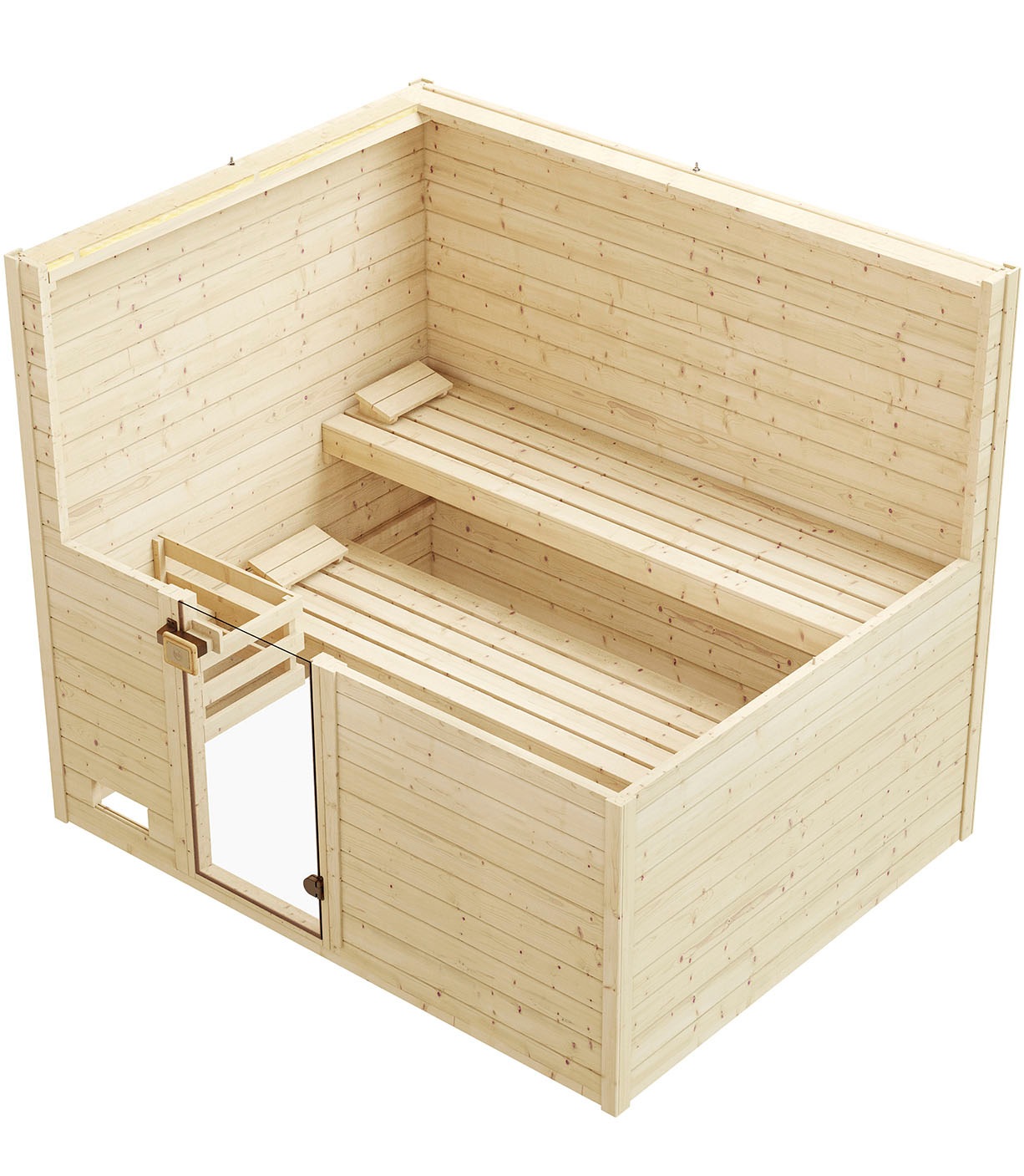 weka Sauna »Massivholzsauna VALIDA 4«, Blockbohlen, moderne Ganzglastür