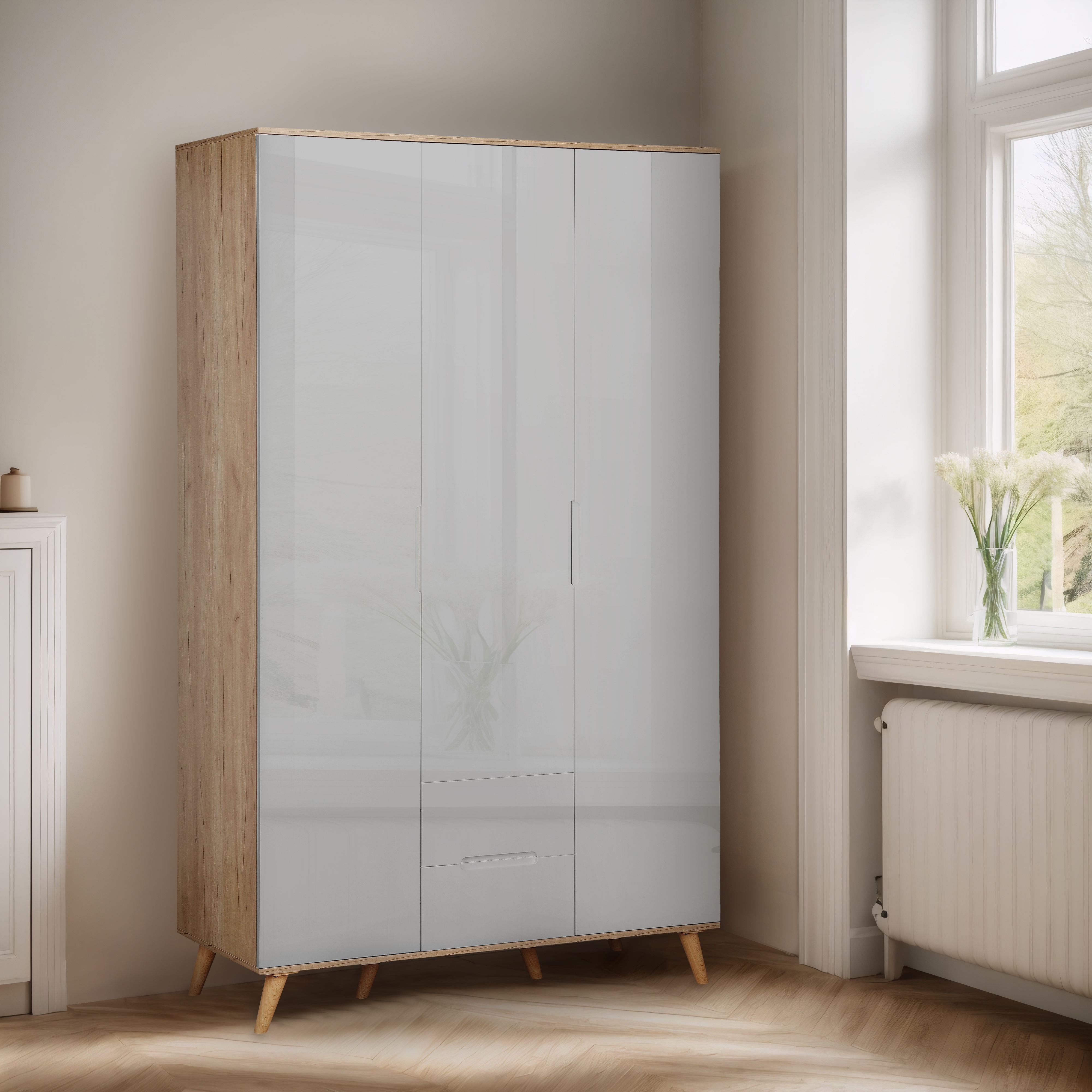 OTTO home Kleiderschrank "Lund Schlafzimmerschrankim skandinavischem Design" Garderobenschrank mit Premium Innenausstattung, Breite 120cm