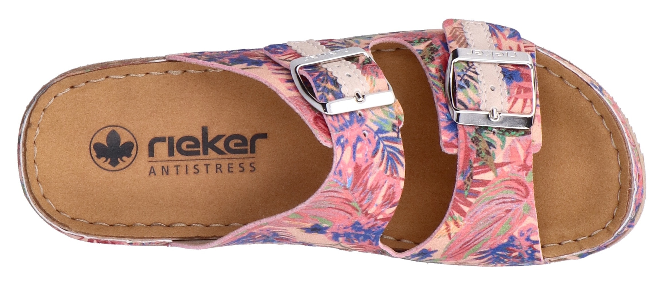 Rieker Pantolette, Sommerschuh, Schlappen, Hausschuh mit verstellbaren Schnallen