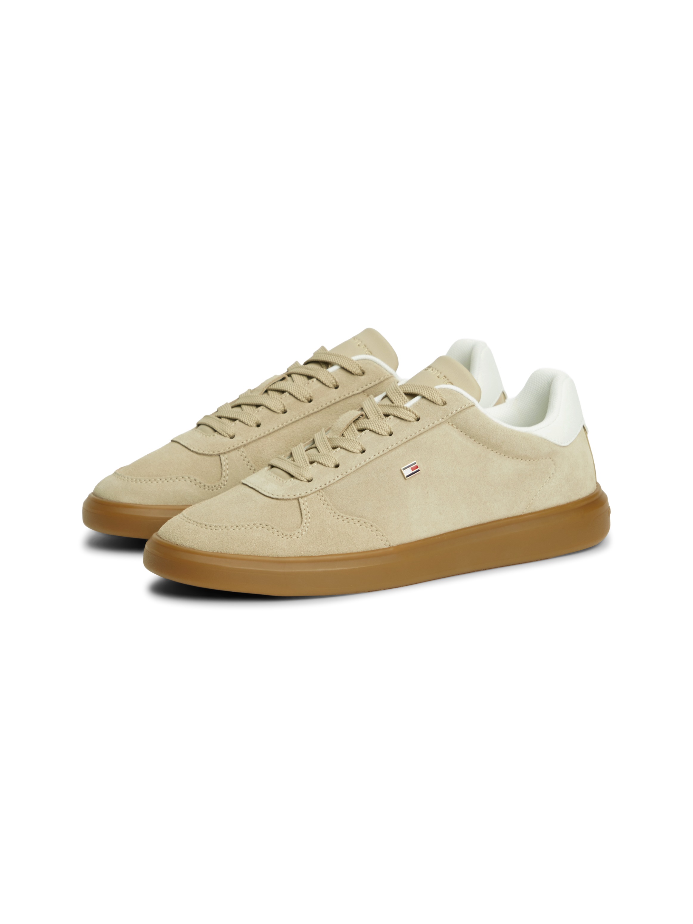 Tommy Hilfiger Plateausneaker "TH ICON COURT LIGHT SUEDE" Freizeitschuh, Halbschuh, Schnürer mit Kontrastbesatz
