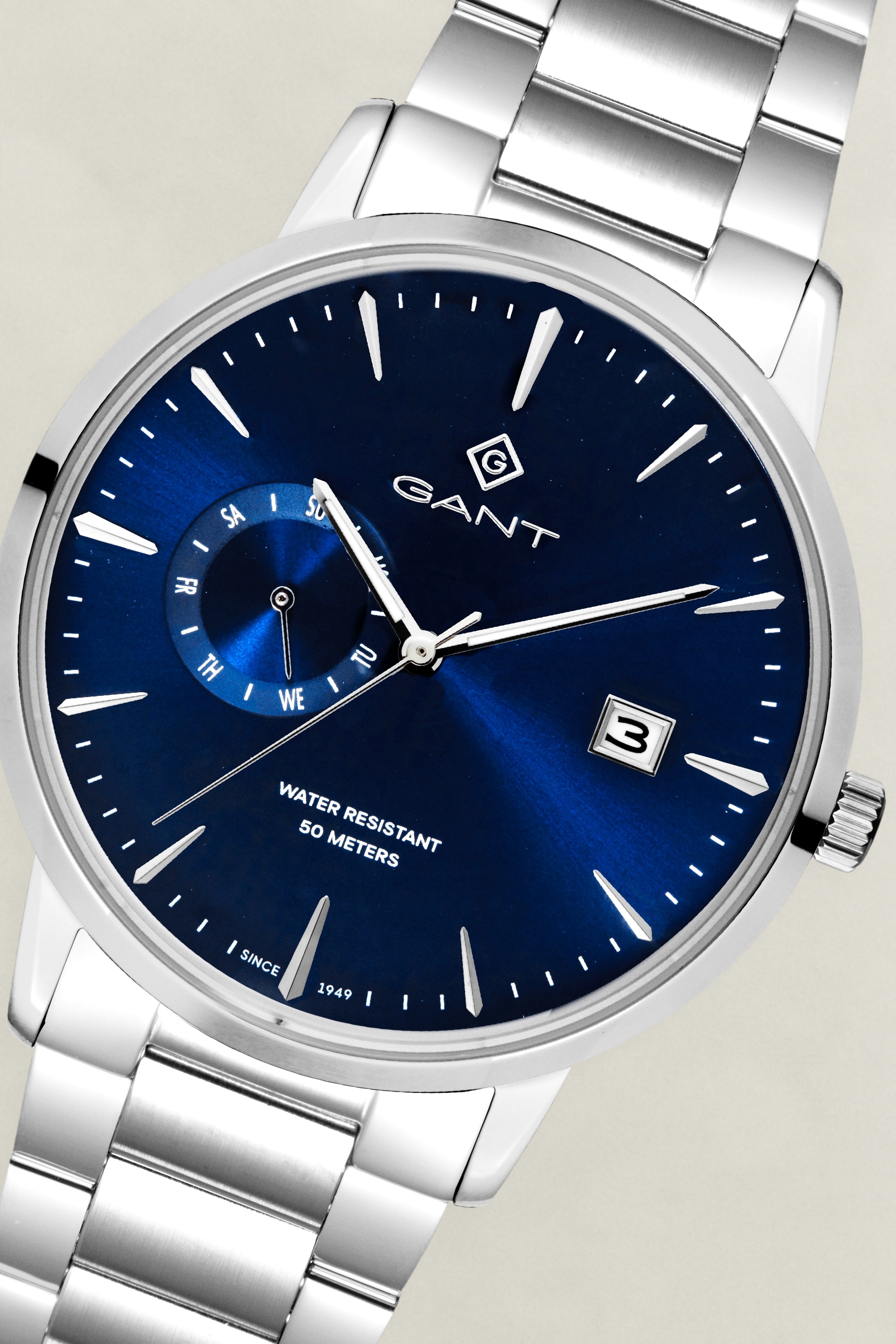 Gant Quarzuhr »East Hill« Armbanduhr, Herrenuhr, Edelstahlarmband, analog, Tag, Wochentag