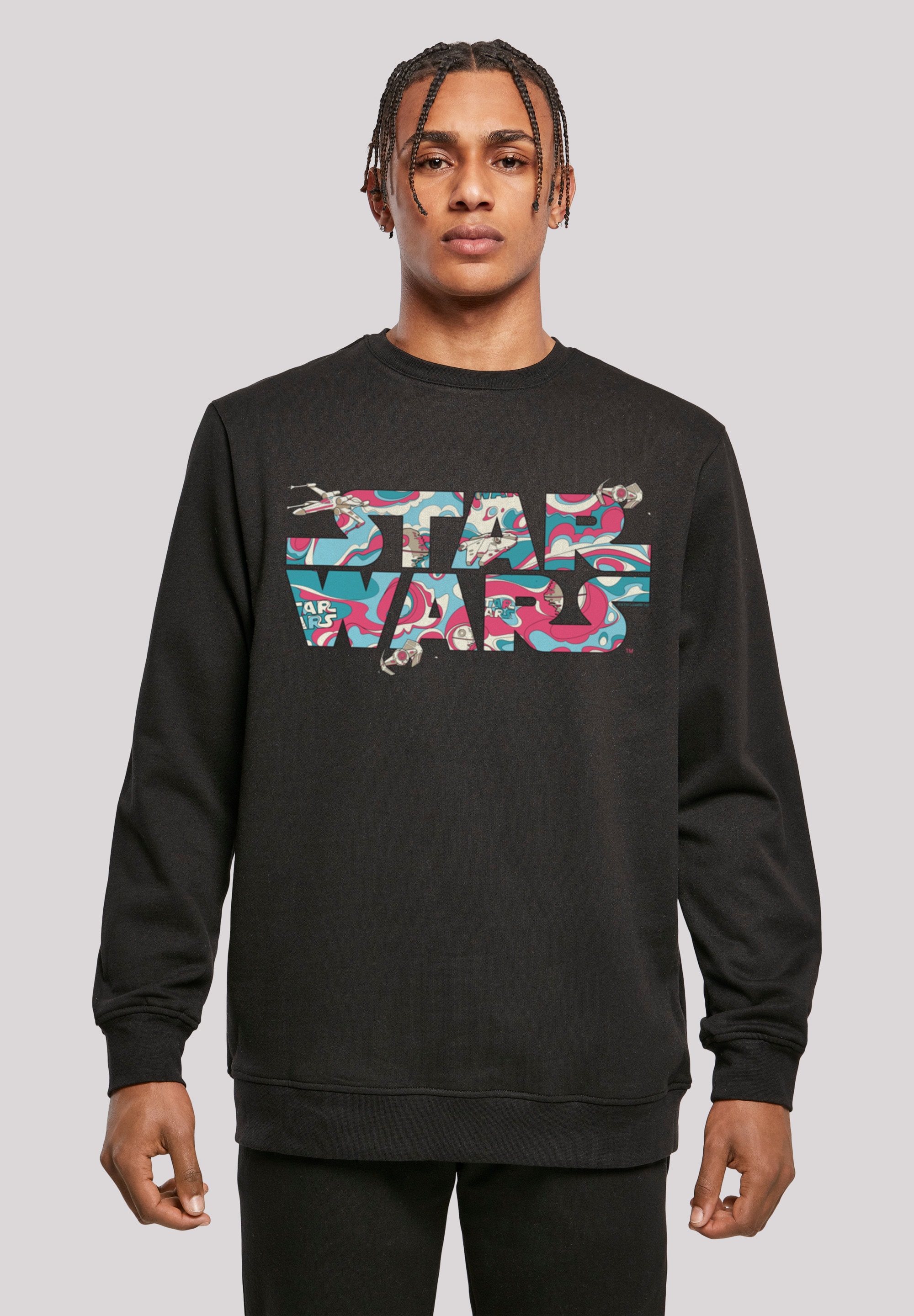 F4NT4STIC Rundhalspullover »F4NT4STIC Herren Star Wars Wavy Ship Logo with Basic Crewneck«, (1 tlg.)