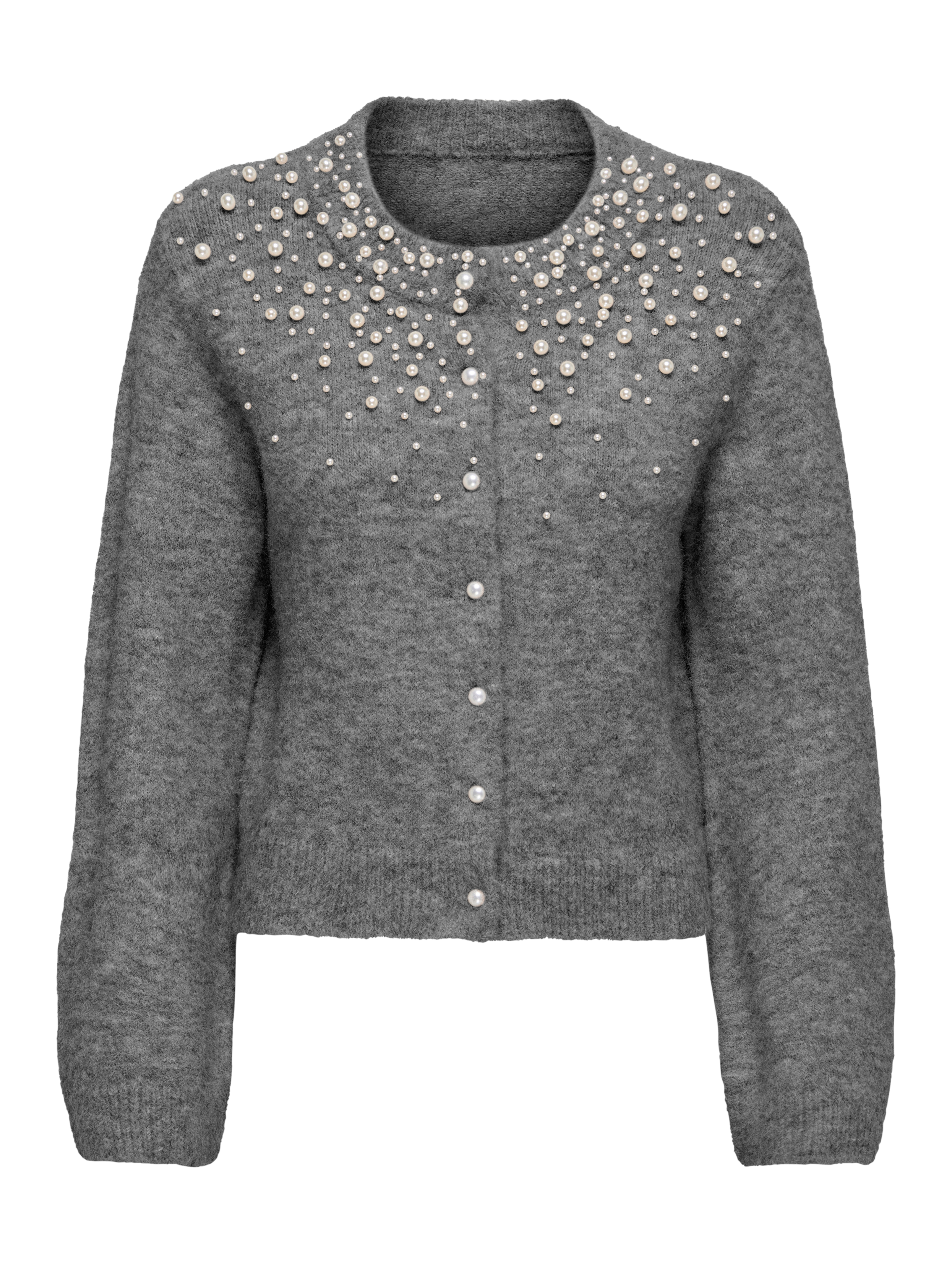 ONLY Strickjacke "ONLMIGGIE LS O-NECK PEARL CARDIGA EX KNT" Materialmix, regular fit