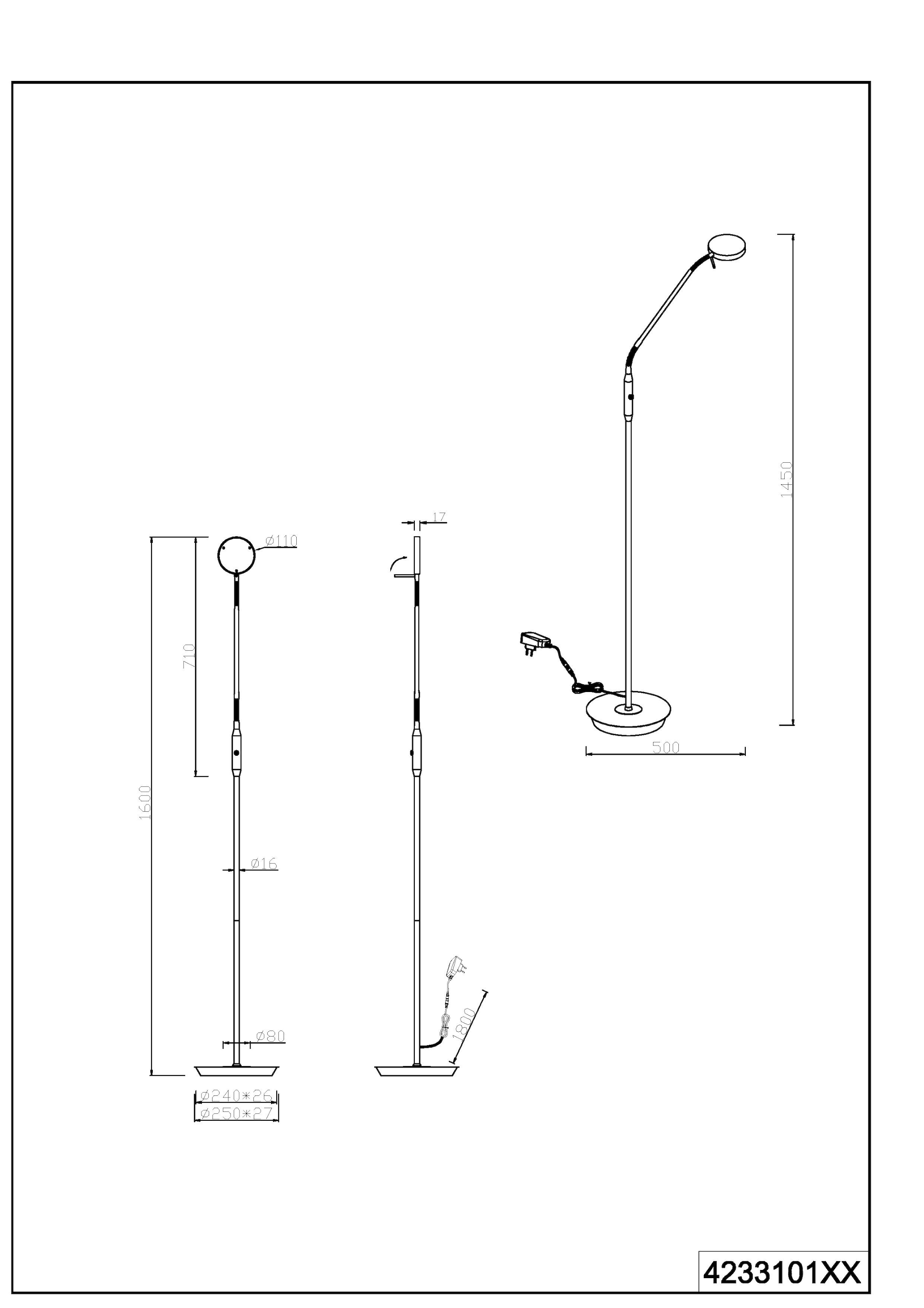 TRIO Leuchten LED Stehlampe »MONZA, Stehleuchte mit Sensordimmer Lichtfarbe einstellbar 2300-4000K«, 1 flammig, Leuchtmittel LED-Board | LED fest integriert, Leuchtenkopf flexibel verstellbar Memoryfunktion Höhe 145-160 cm