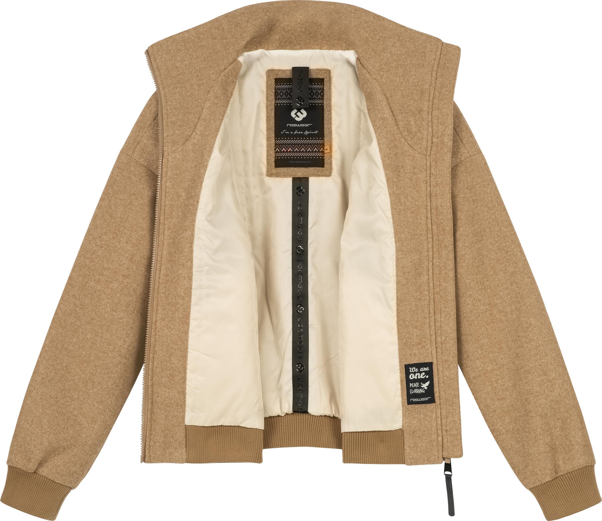 Ragwear Outdoorjacke »Toscia«, ohne Kapuze, angesagte oversized Übergangsjacke in Woll-Optik