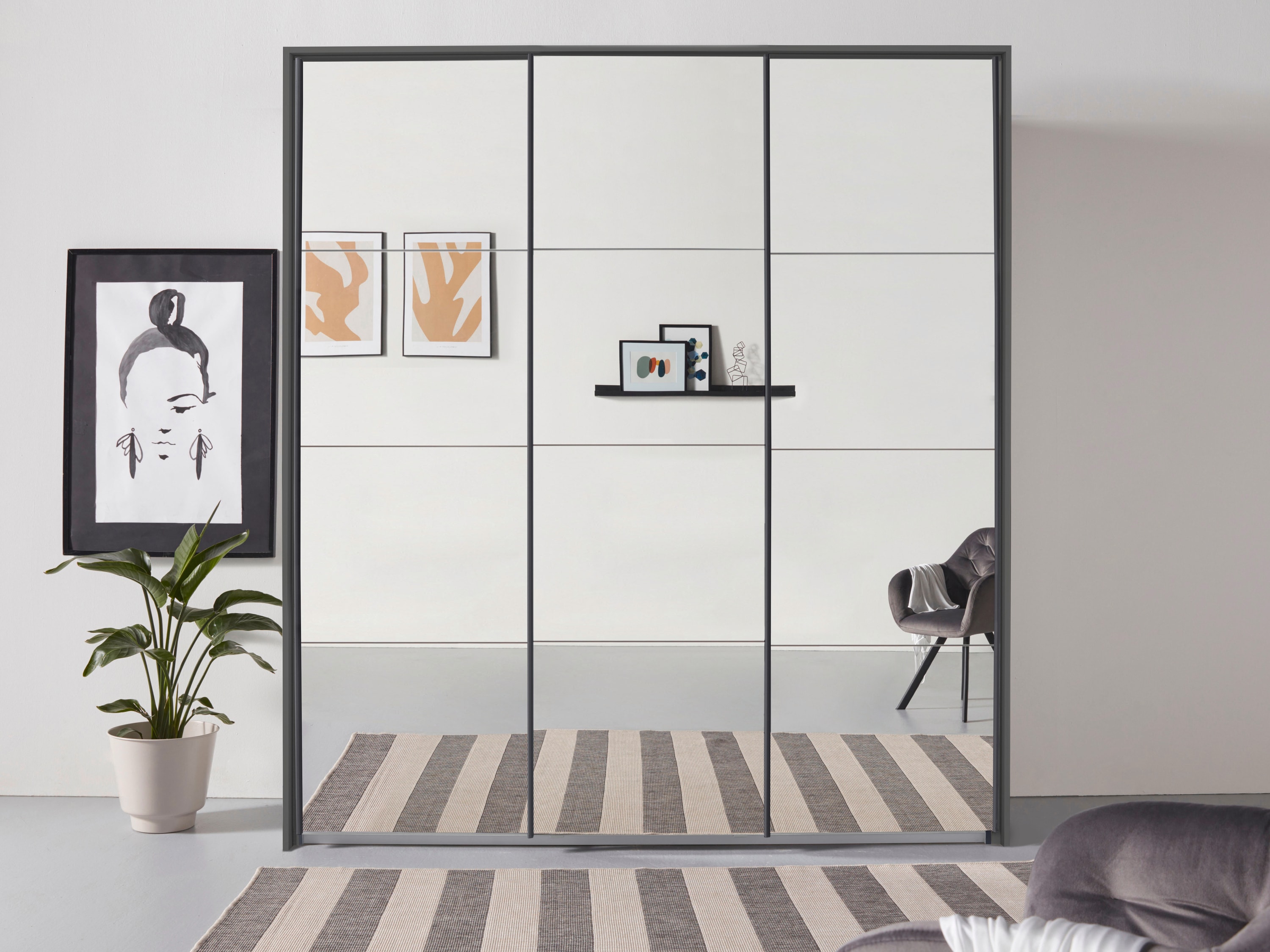 OTTO home "Mehrzweckschrank Aktenschrank Möbel Mietswohnung Schlafzimmer OTELI" Breiten 211/278/323/368 cm Höhen 214/233 cm, inkl. Passepartout optional mit Beleuchtung MADE IN GERMANY