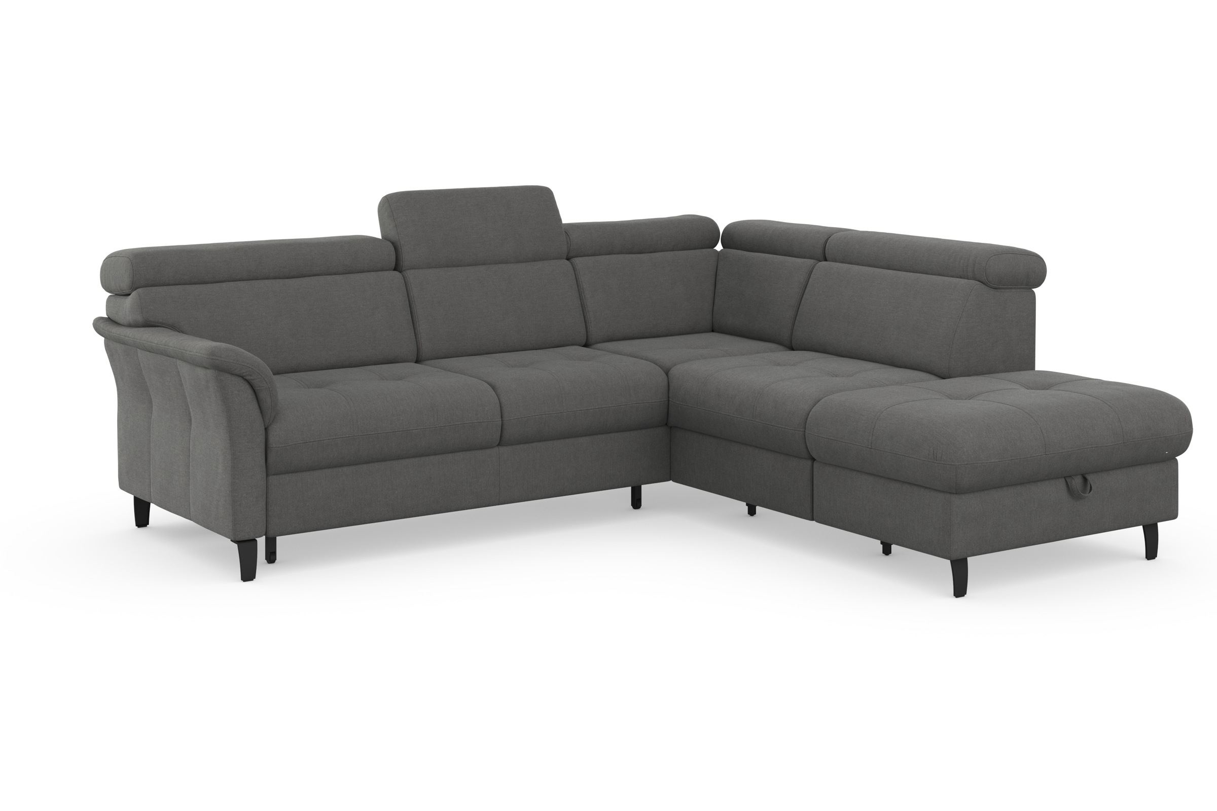 Ecksofa SIT & MORE "Marano L-Form", grau, B:252cm T:216cm, 98% Polyester, 2% Polyamid, Sofas, Ecksofa, inklusive Kopfteilverstellung, wahlweise mit Bettfunktion, Bettkasten 3