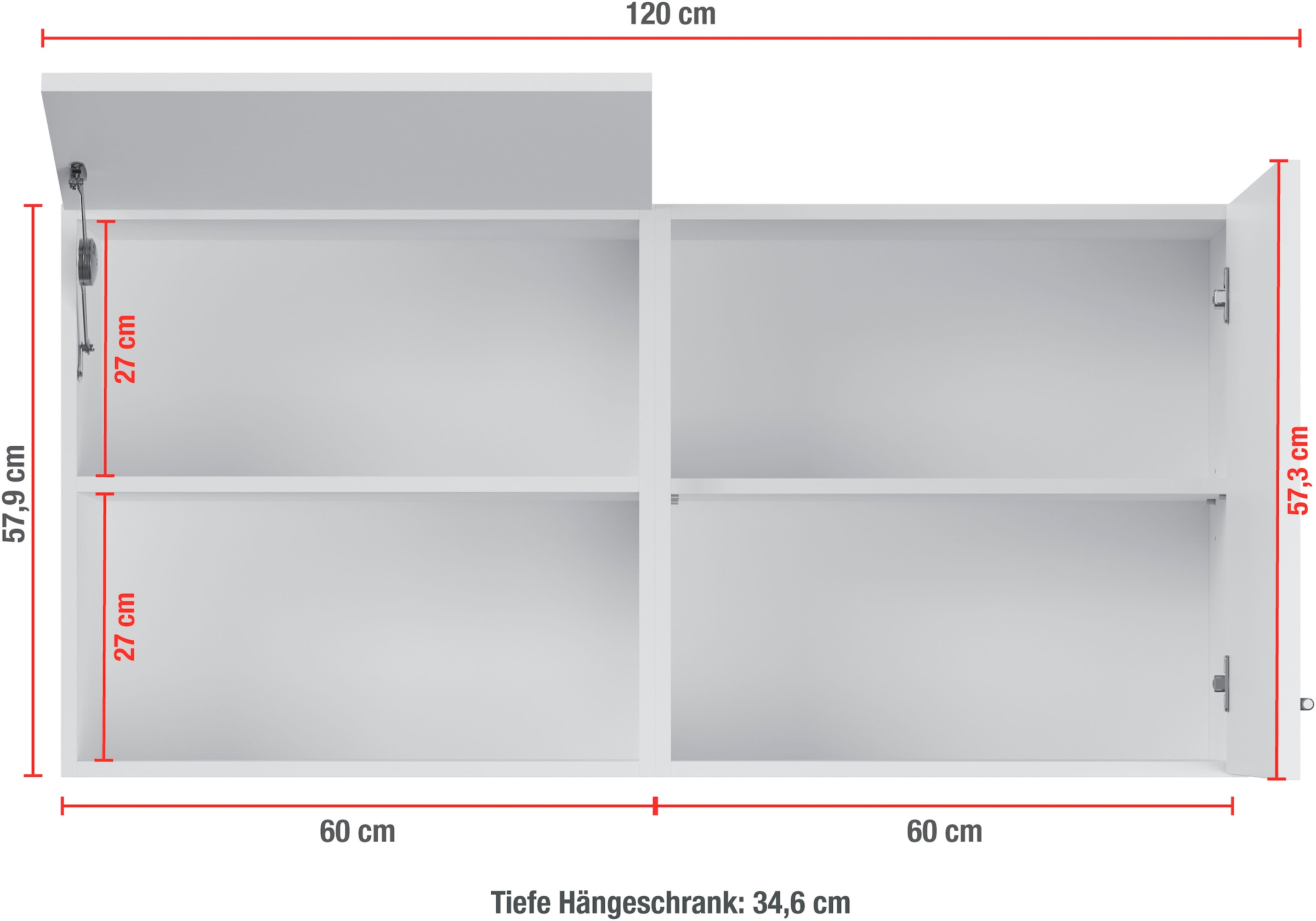 IMPULS KÜCHEN Mehrzweckschrank-Set »Warschau«, (2 St., Hängeschrank und Hängeschrank mit offenem Regal, Breite 120 cm), Vielfältige Varianten verfügbar; kombinierbar mit anderen Artikeln