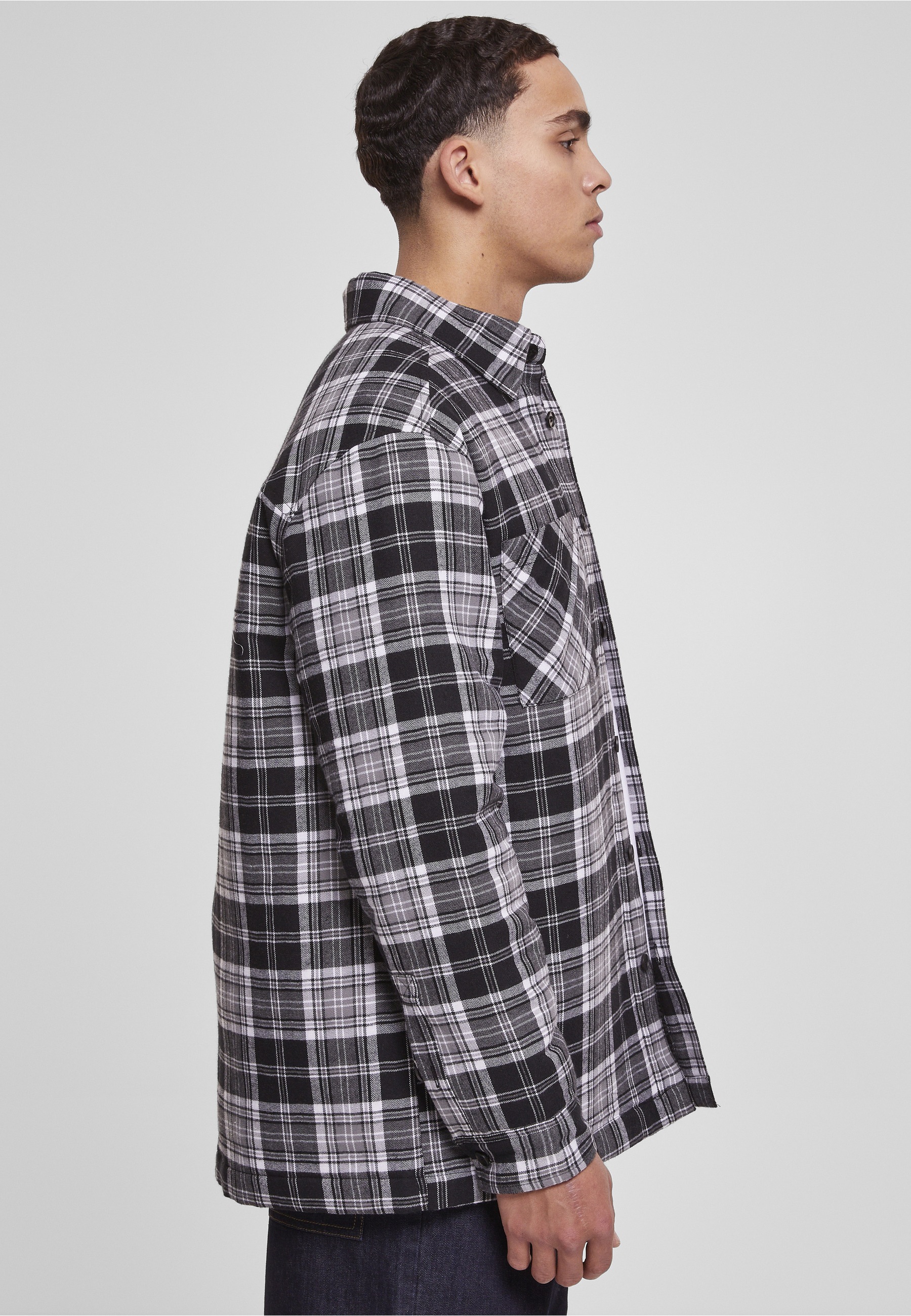 URBAN CLASSICS Langarm-Poloshirt »Urban Classics Herren Padded Checked Shirt Jacket« 1 Stk.