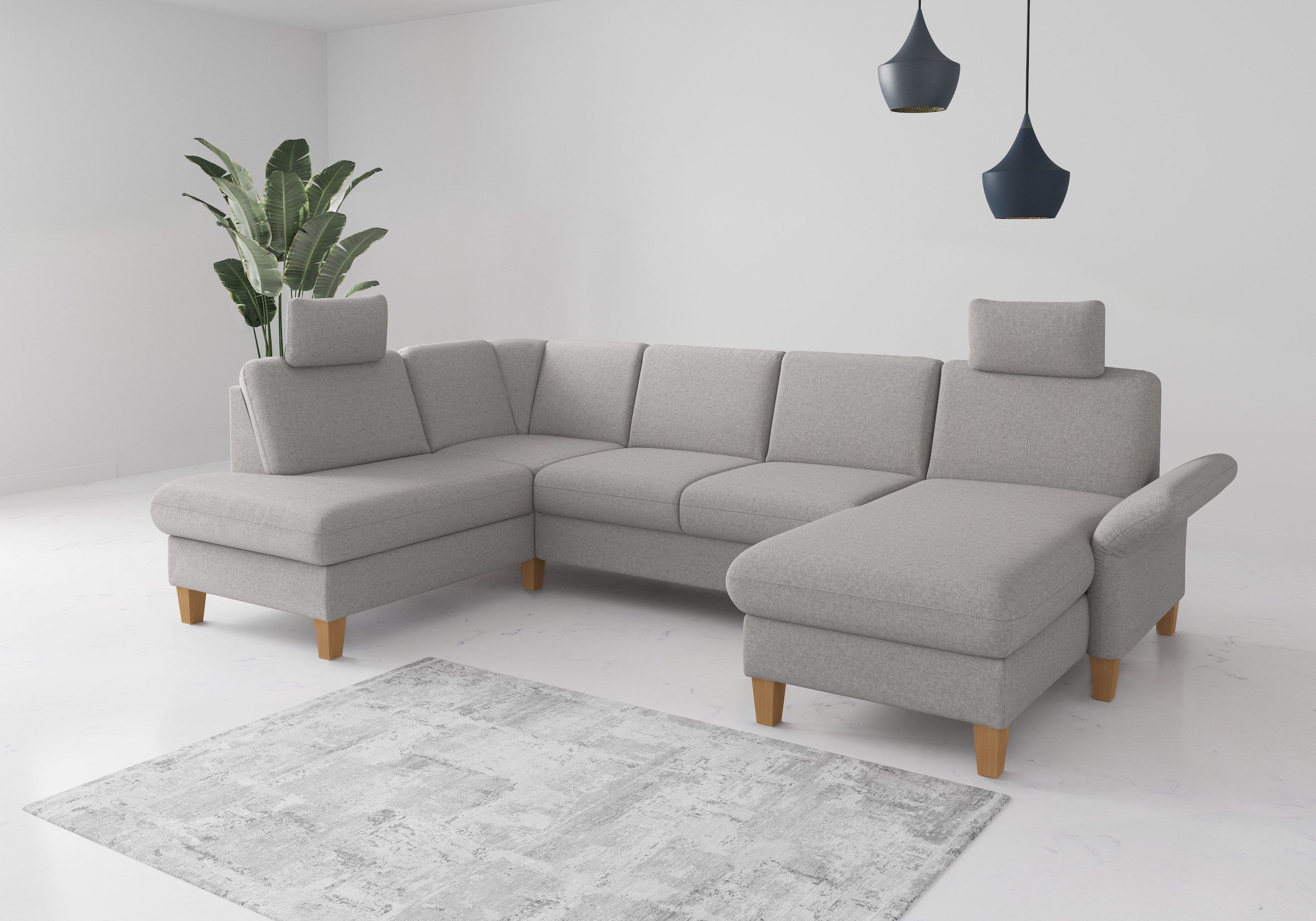 OTTO home Wohnlandschaft "Rochelle, U-Form" optional mit Armteilverstellung, mit Schlaffunktion & Bettkasten