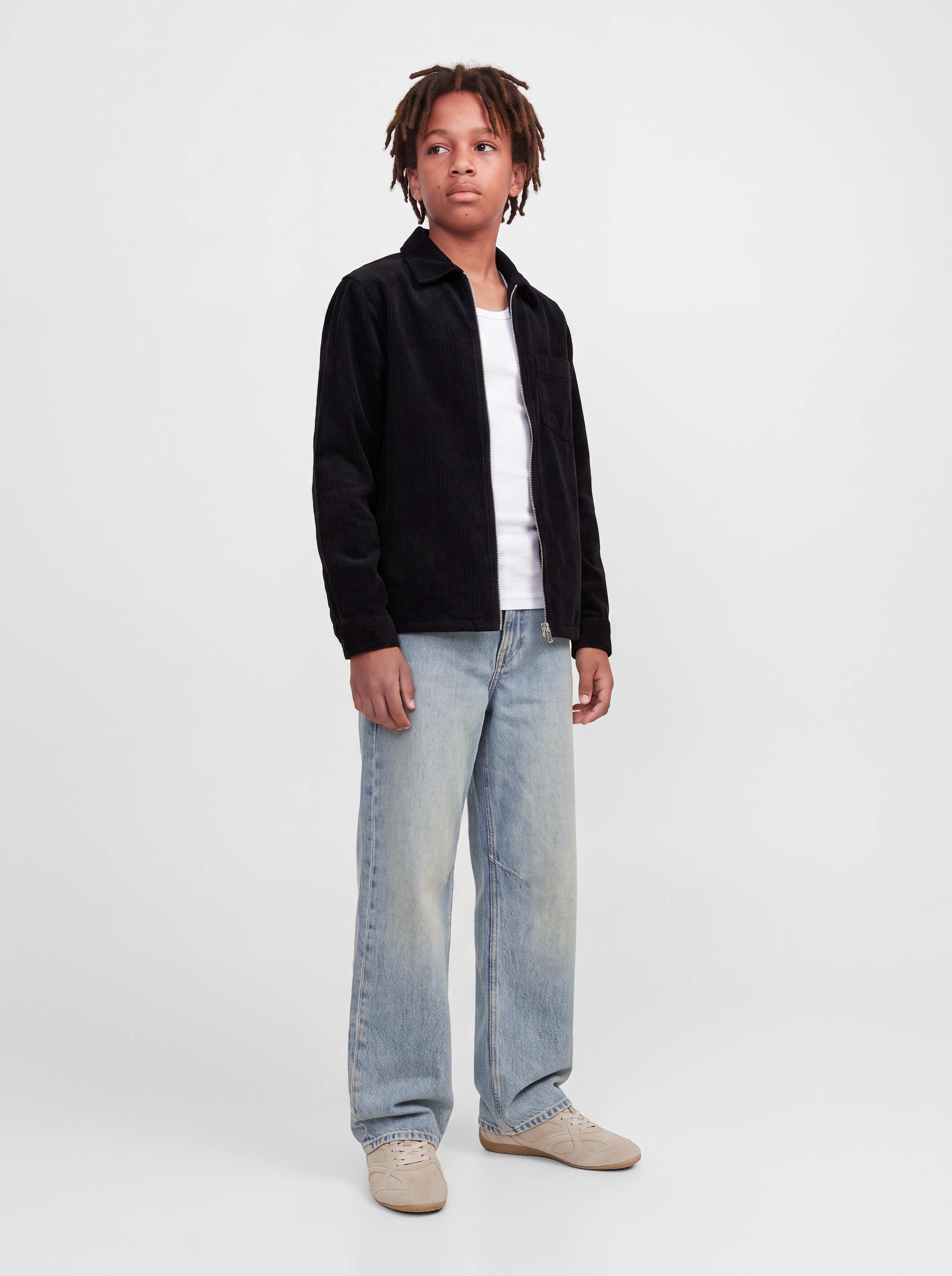 Jack & Jones Junior Langarmhemd »JORTORONTO CORDUDOY ZIP SHIRT LS BF JNR« Baumwolle, locker geschnitten