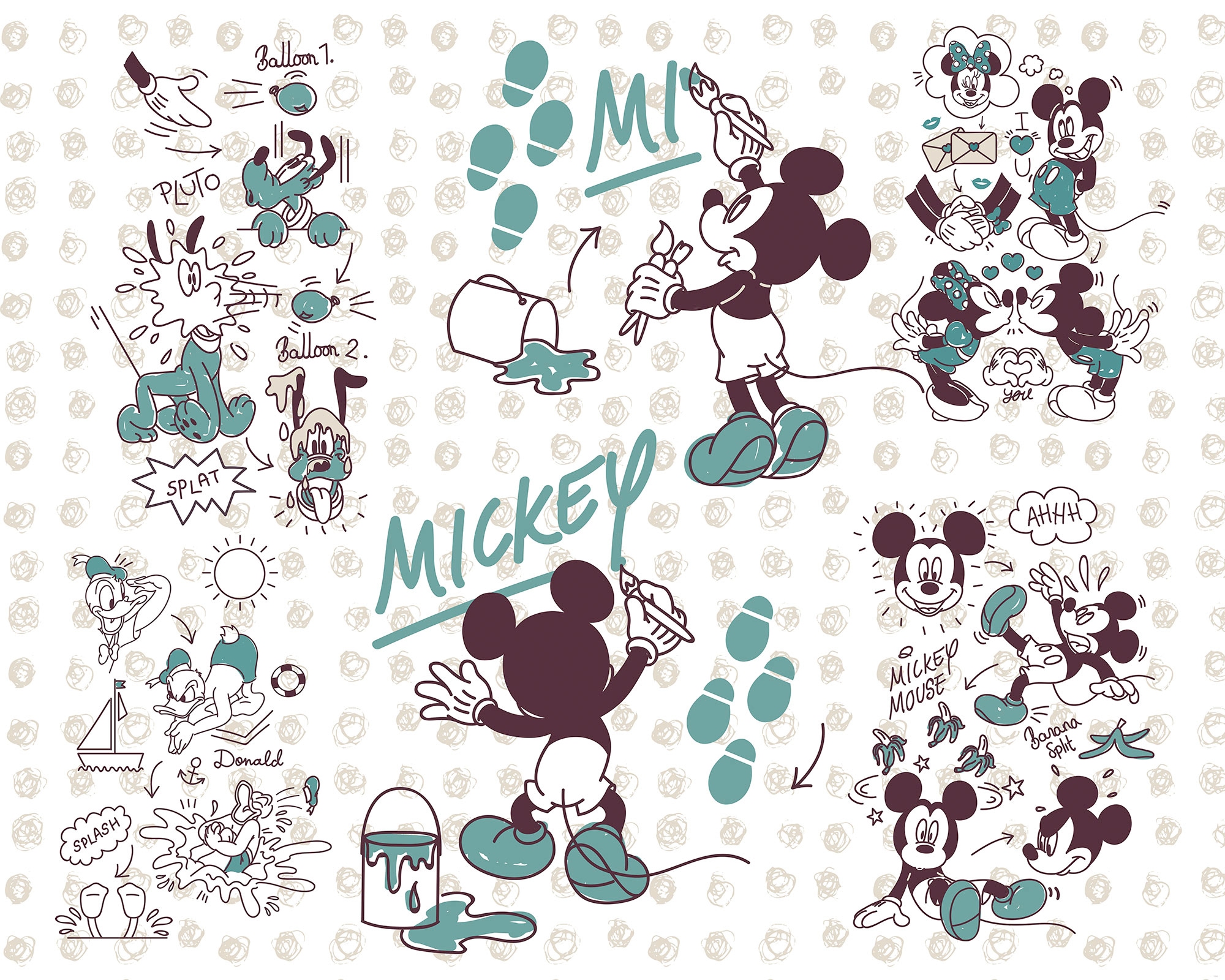 Vliestapete »Mickey and Friends«, 350x280 cm (Breite x Höhe)