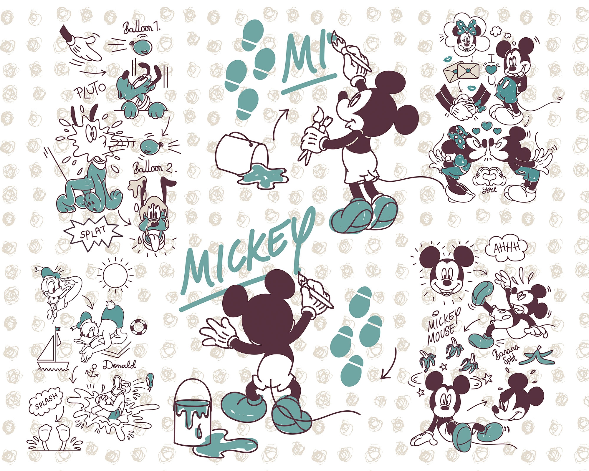 Komar Vliestapete "Digitaldruck Vlies - Mickey and Friends - Größe 350 x 280 cm" bedruckt glatt Kinderzimmer