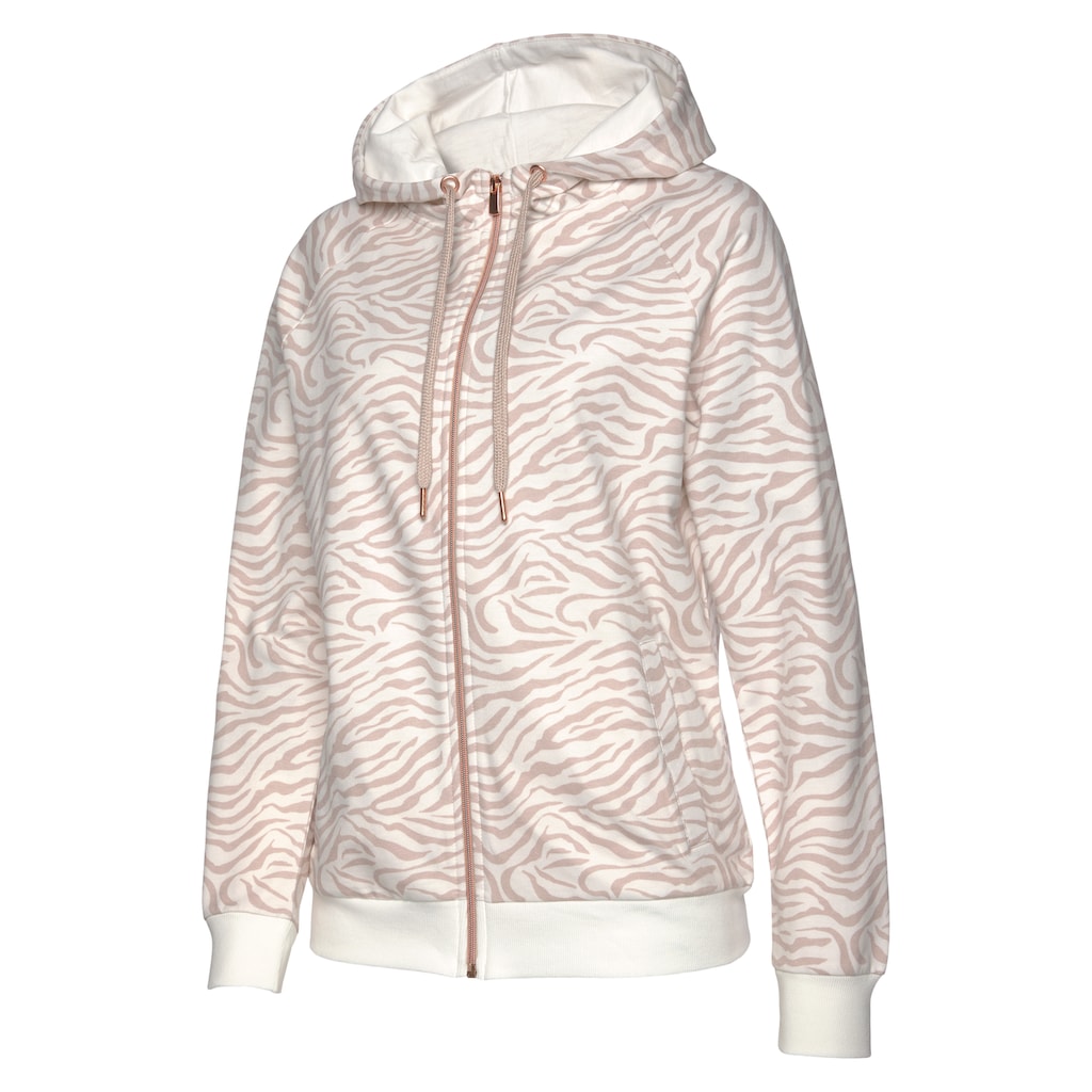 LASCANA Kapuzensweatjacke »Sweatshirtjacke mit Details in Roségold«