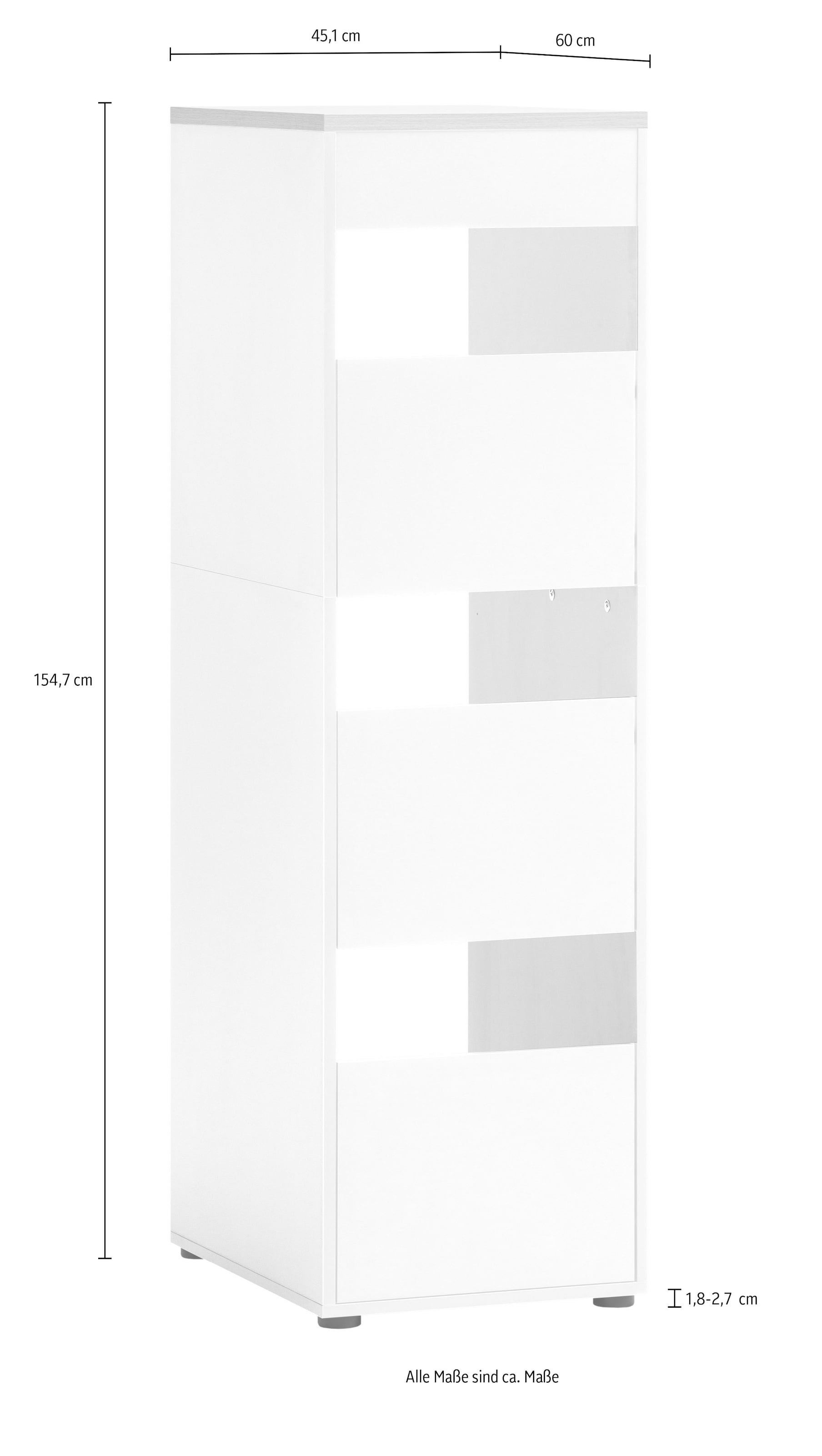 Schildmeyer Wäscheschrank »Solea, Breite 45 cm«, Drei Wäscheschächte, Wechselbarer Türanschlag