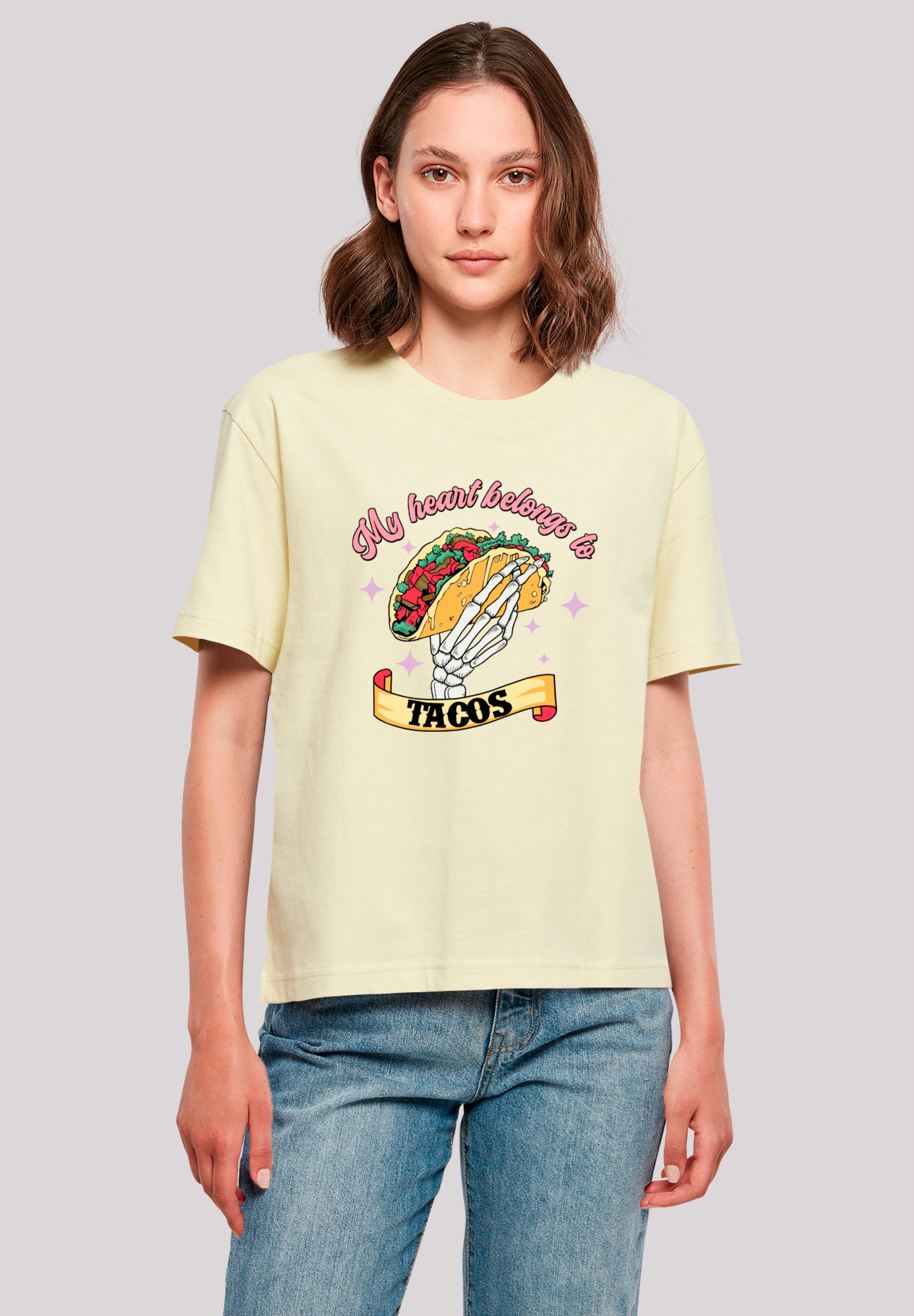 F4NT4STIC T-Shirt "Anti Valentinstag My Herz belongs to tacos", Premium Qua günstig online kaufen