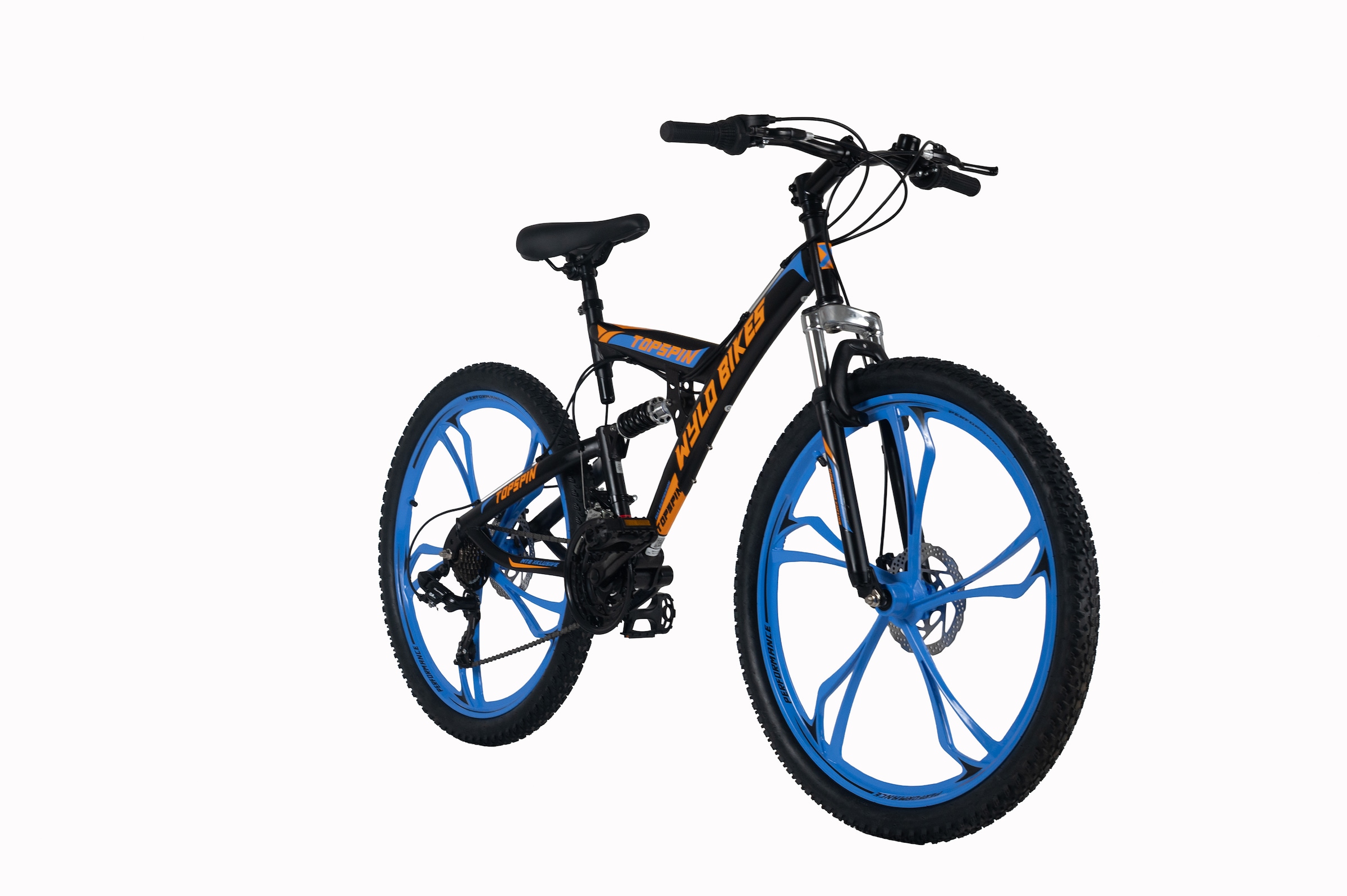 WYLD Mountainbike »WYLD Mountainbike Fully 26'' Topspin schwarz-blau« 21 Gang Shimano Tourney Schaltwerk Kettenschaltung