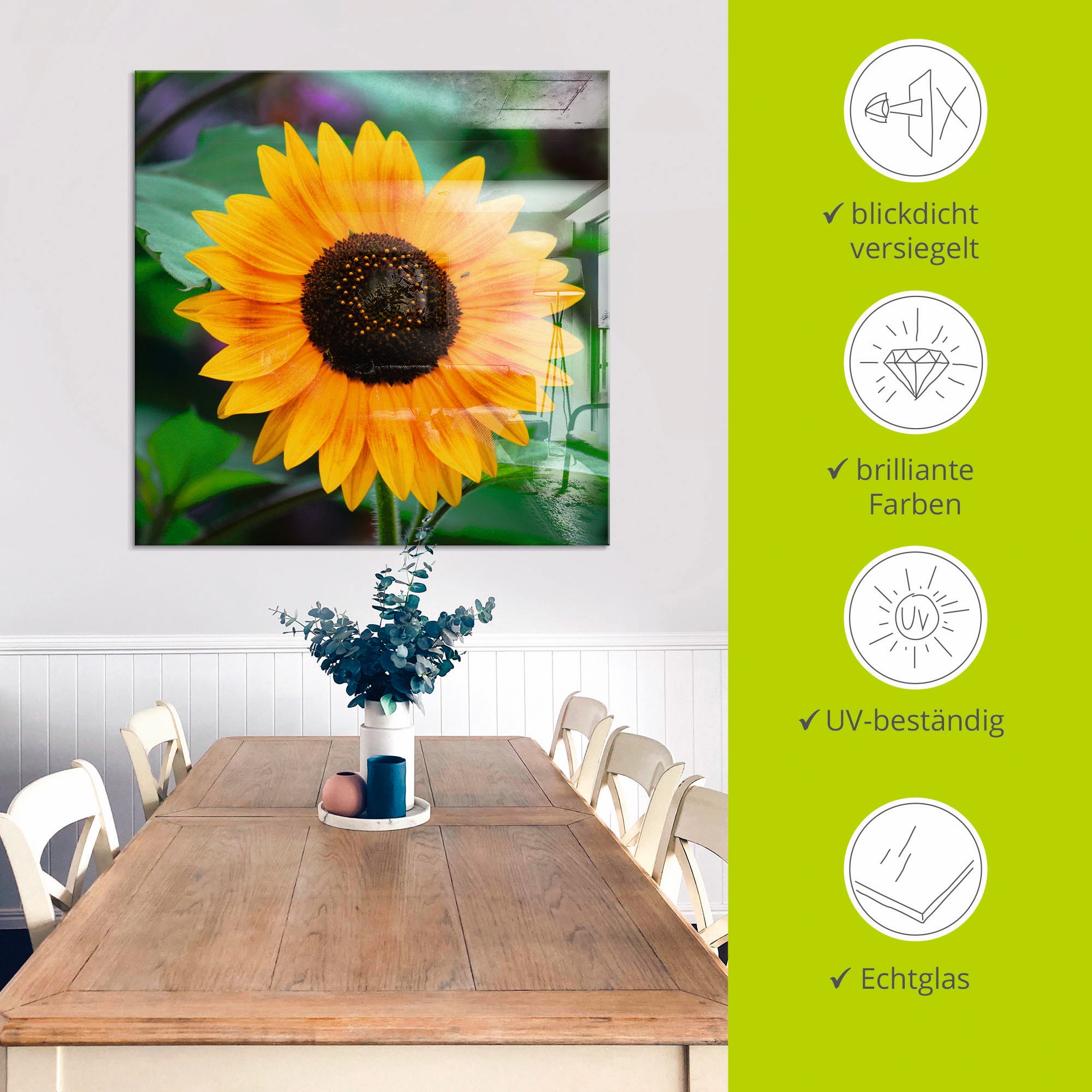 Artland Glasbild »Sonnenblume« Blumen 1 Stk. tlg. in verschiedenen Größen