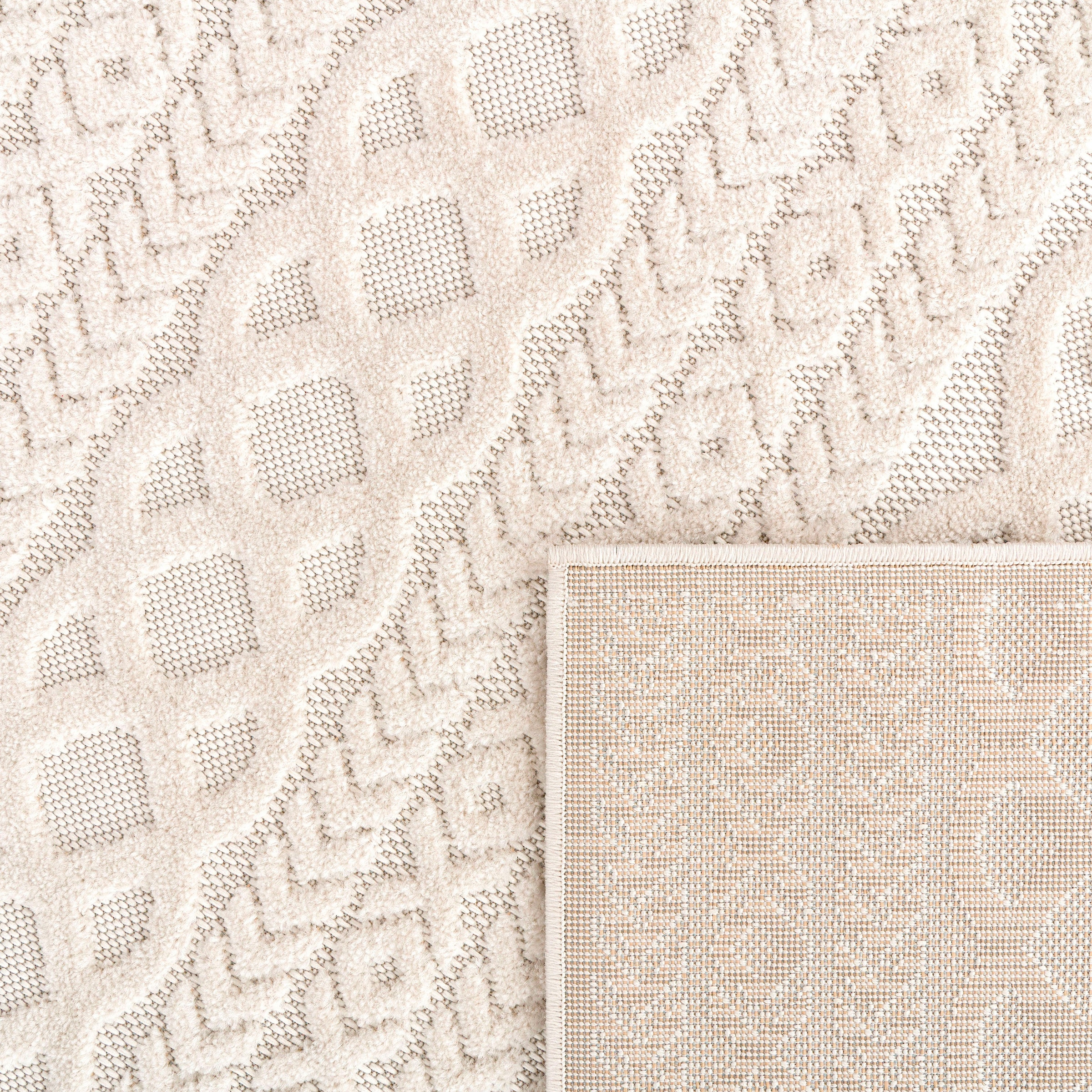 Paco Home Teppich »Cotton 231«, rechteckig, 10 mm Höhe, Uni-Farben, Hoch-Tief Effekt, boho, In- und Outdoor geeignet