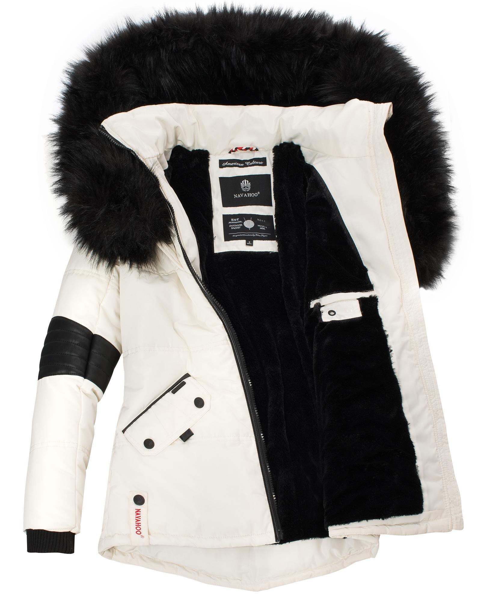 Navahoo Winterjacke »Nirvana«, mit Kapuze, edle Steppjacke m. schwarzem Kunstpelzkragen