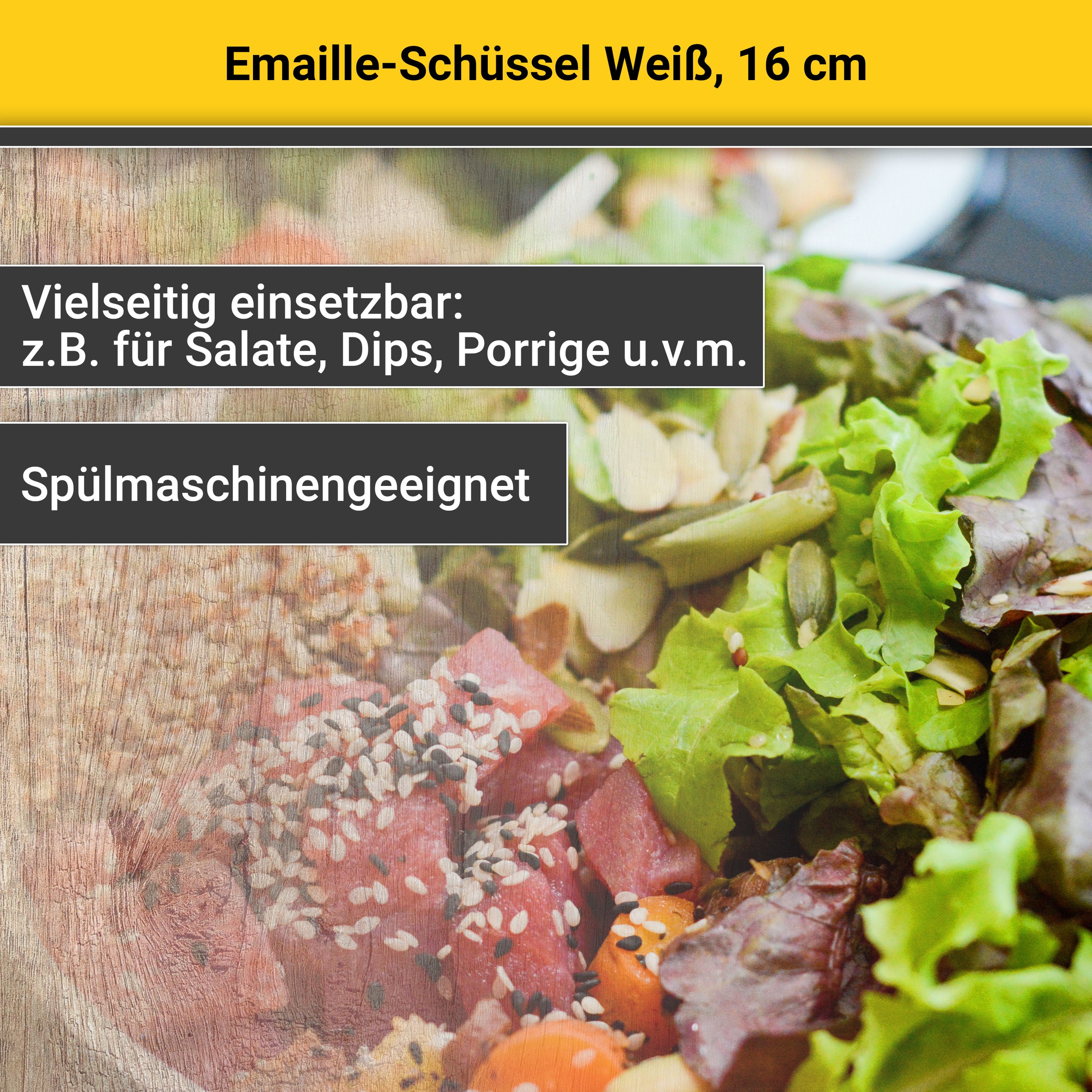 Krüger Schüssel »Emaille-Schüssel« 1 Stk. aus Emaille emailliert, geruchsneutral, geschmacksneutral, kratzfest, schnittfest