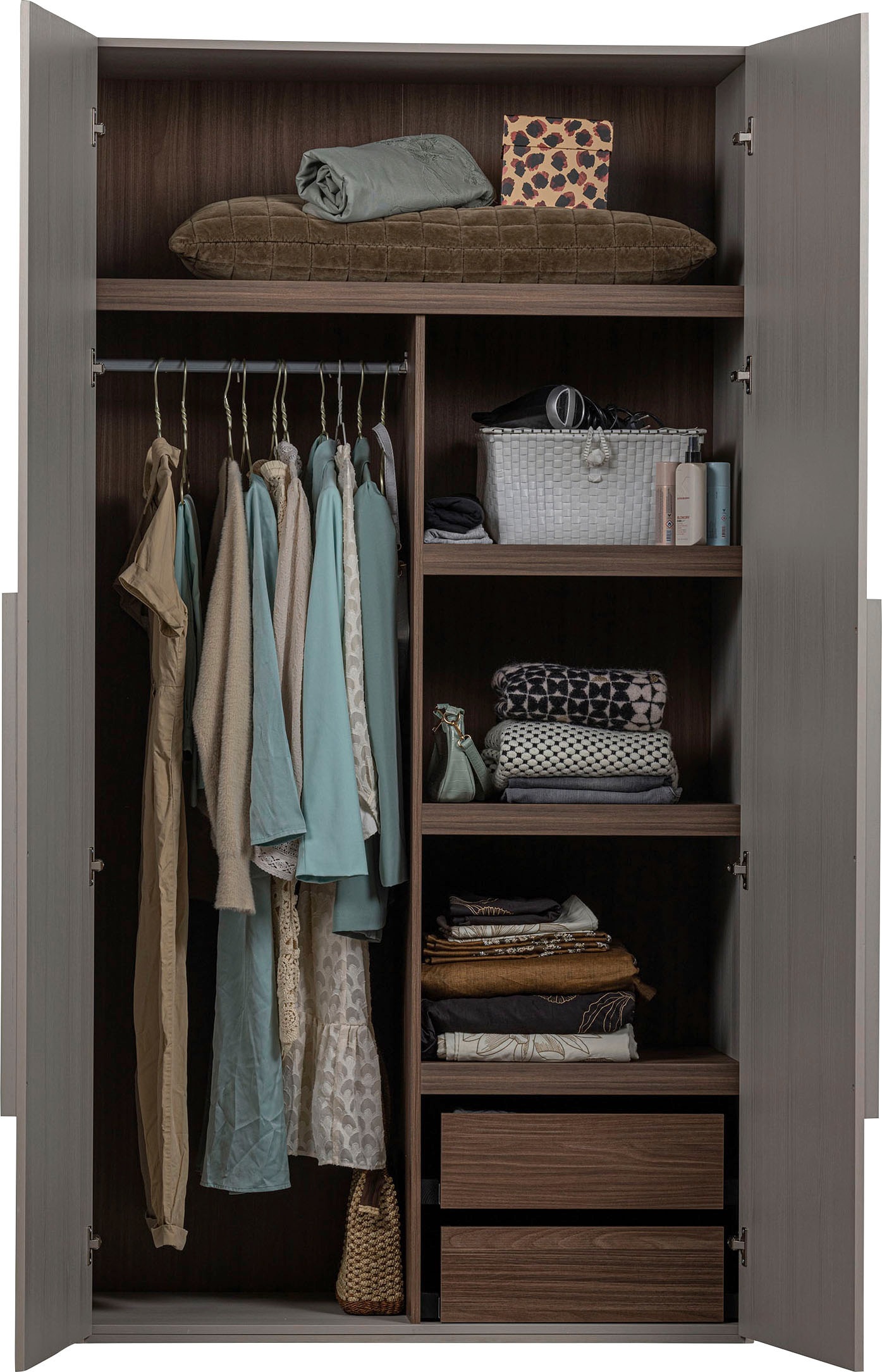 Thumbnail - WOOOD Garderobenschrank "Rens" aus Nussbaum-Dekor, viel Stauraum, Höhe 210 cm