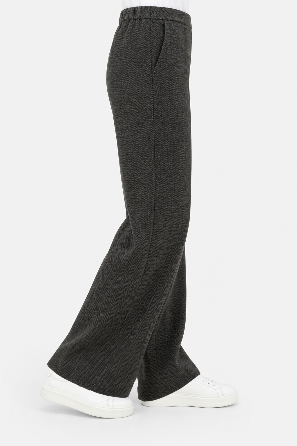 Stehmann Schlupfhose  mit Fischgrätmuster und weitem Bein / Stretch