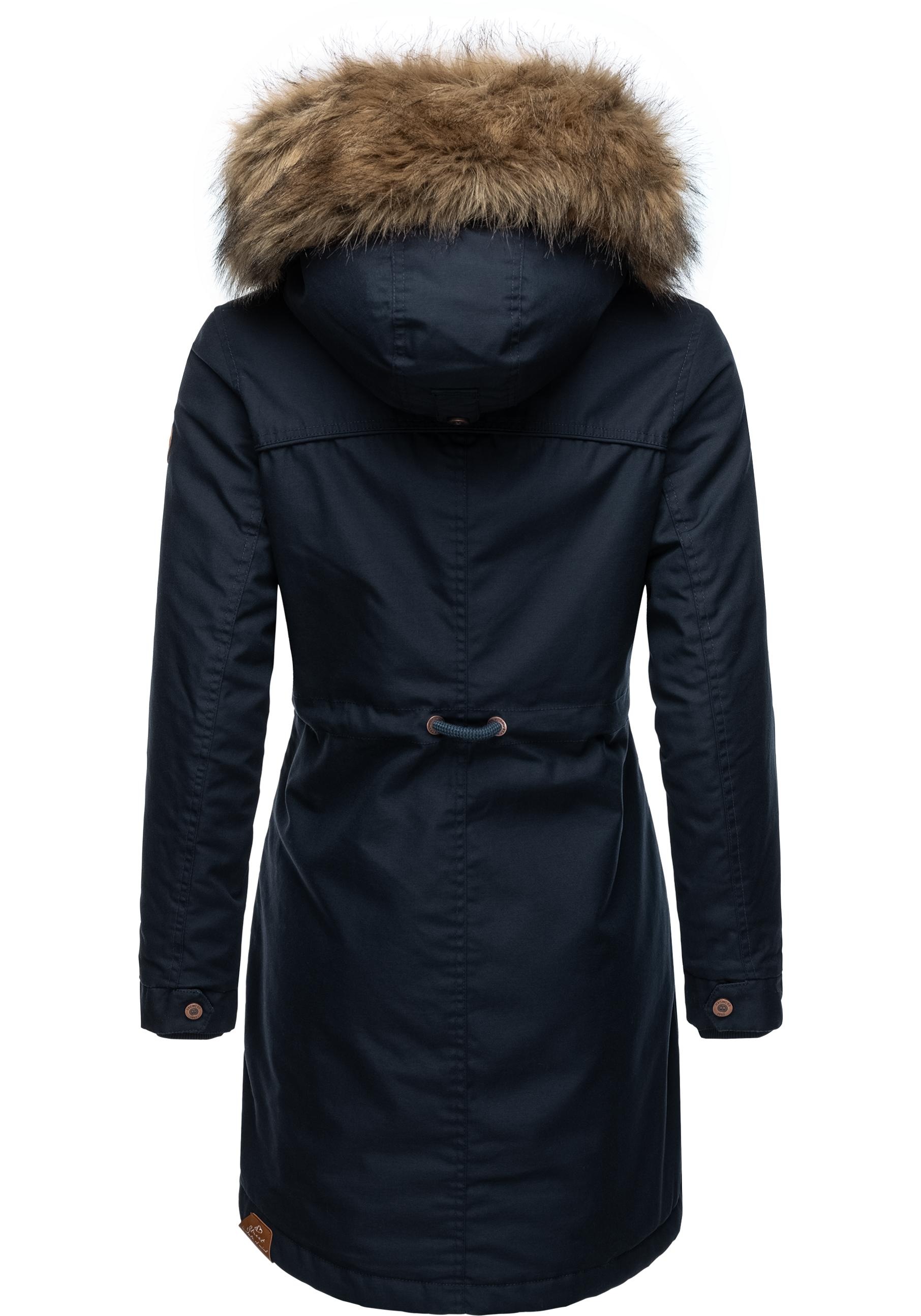 Ragwear Winterjacke »Tawny«, mit Kapuze, stylischer Winterparka mit großer Kapuze und Kunstfellkragen