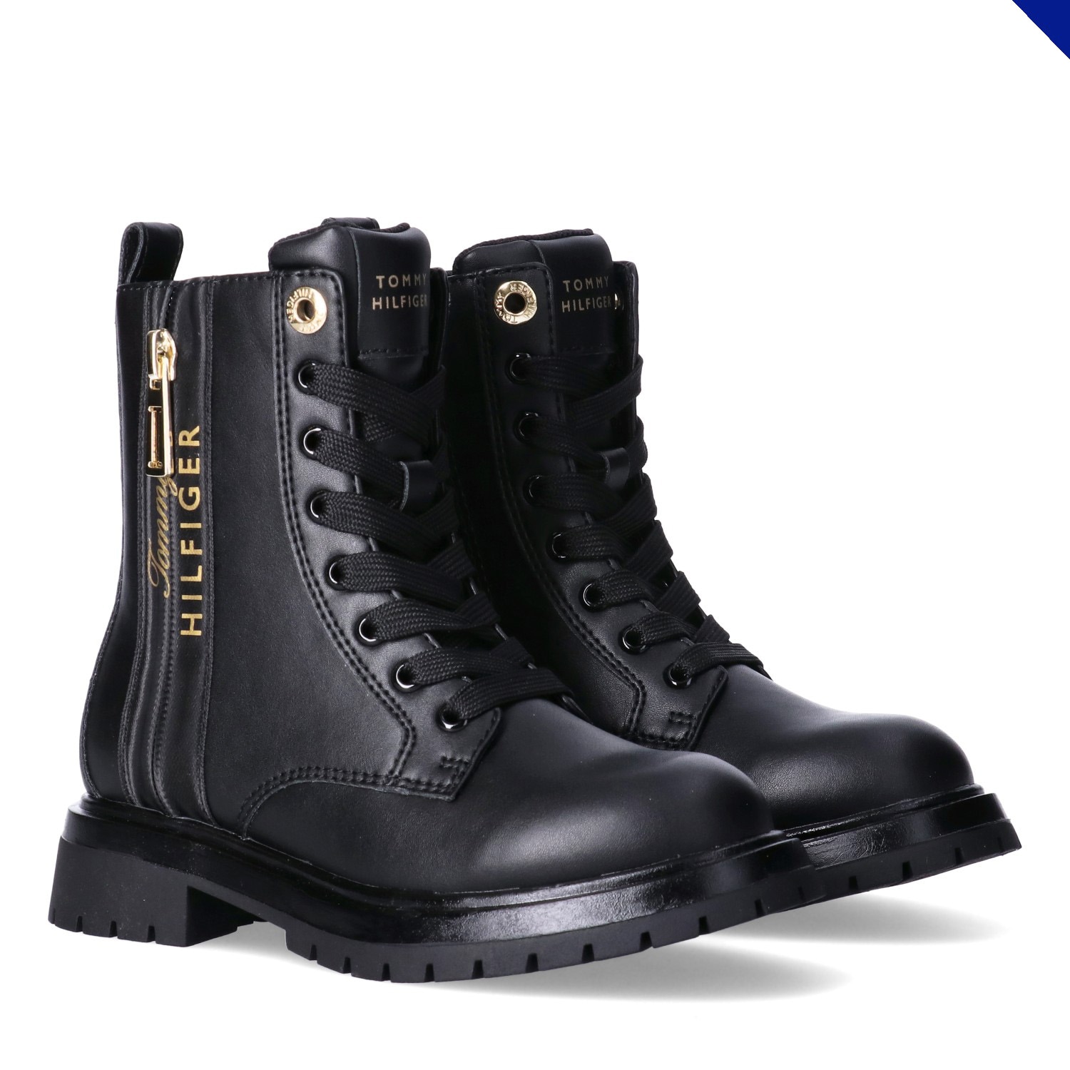 Tommy Hilfiger Schnürstiefelette, Logoschriftzug, weit für kräftige Kinderfüße