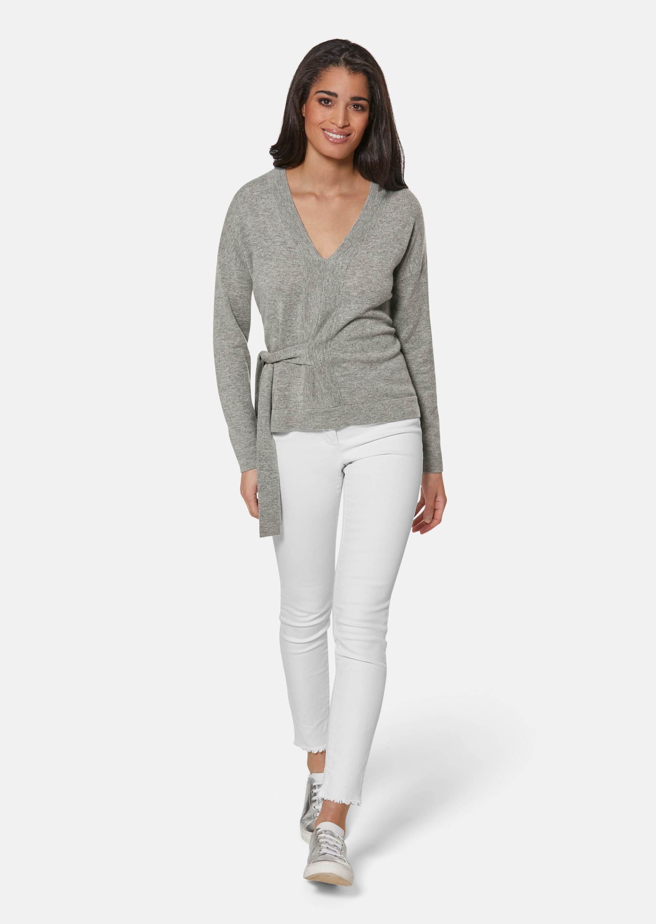 MADELEINE Longpullover »Pullover V-Pullover mit Bindeband«