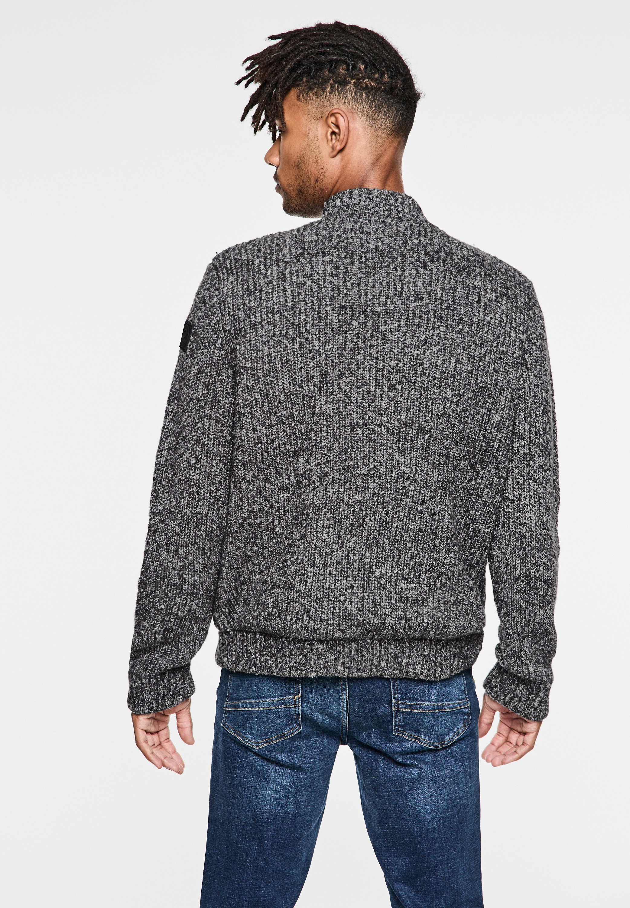 STREET ONE MEN Strickjacke, mit Stehkragen