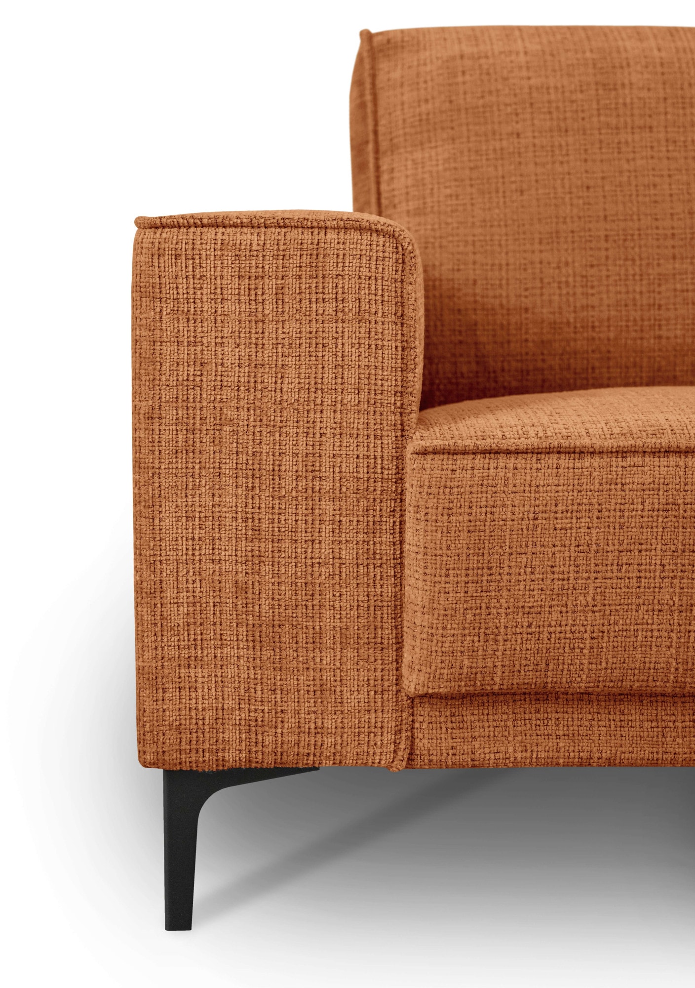 Places of Style Ecksofa »Polsterecke Oland, Struktur, Flachgewebe, Luxus-Microfaser, Boucle«, L-Form, 280 cm, Wellenunterfederung, Skandi-Design, Metallfüße