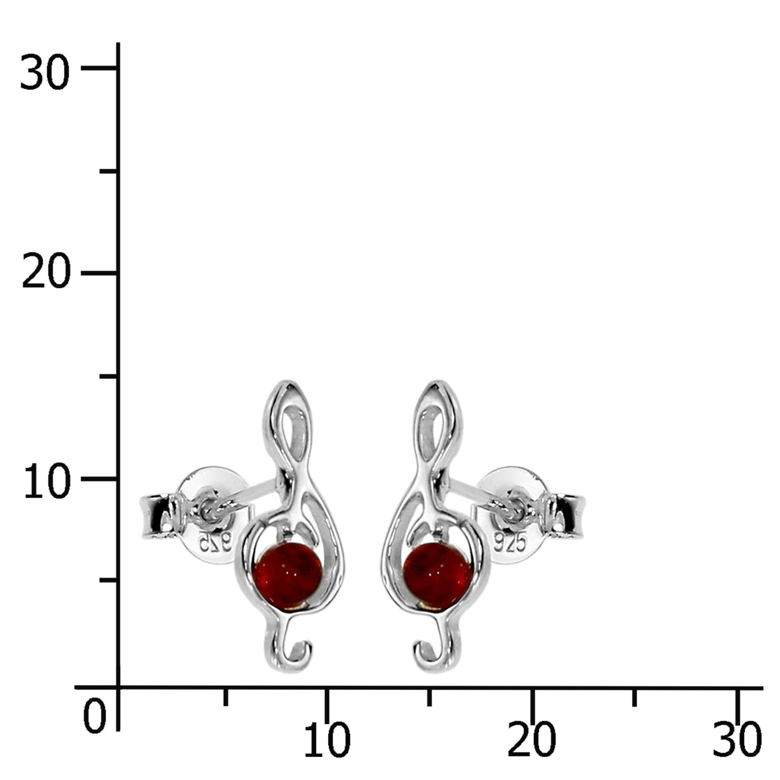 OSTSEE-SCHMUCK Paar Ohrstecker »- Notenschlüssel - Silber 925/000 - Bernstein«