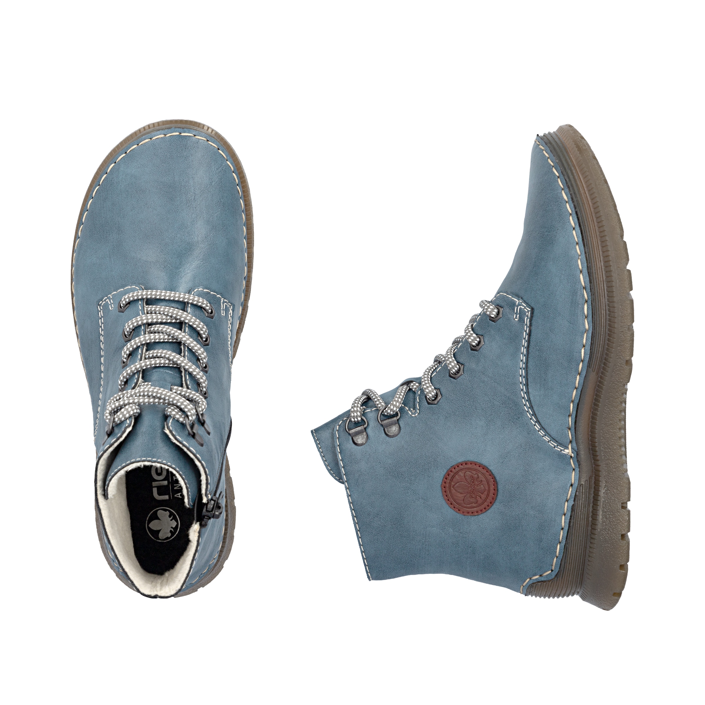 Rieker Schnürboots  Keilabsatz, Herbstboots mit modischen Kontrastnähten