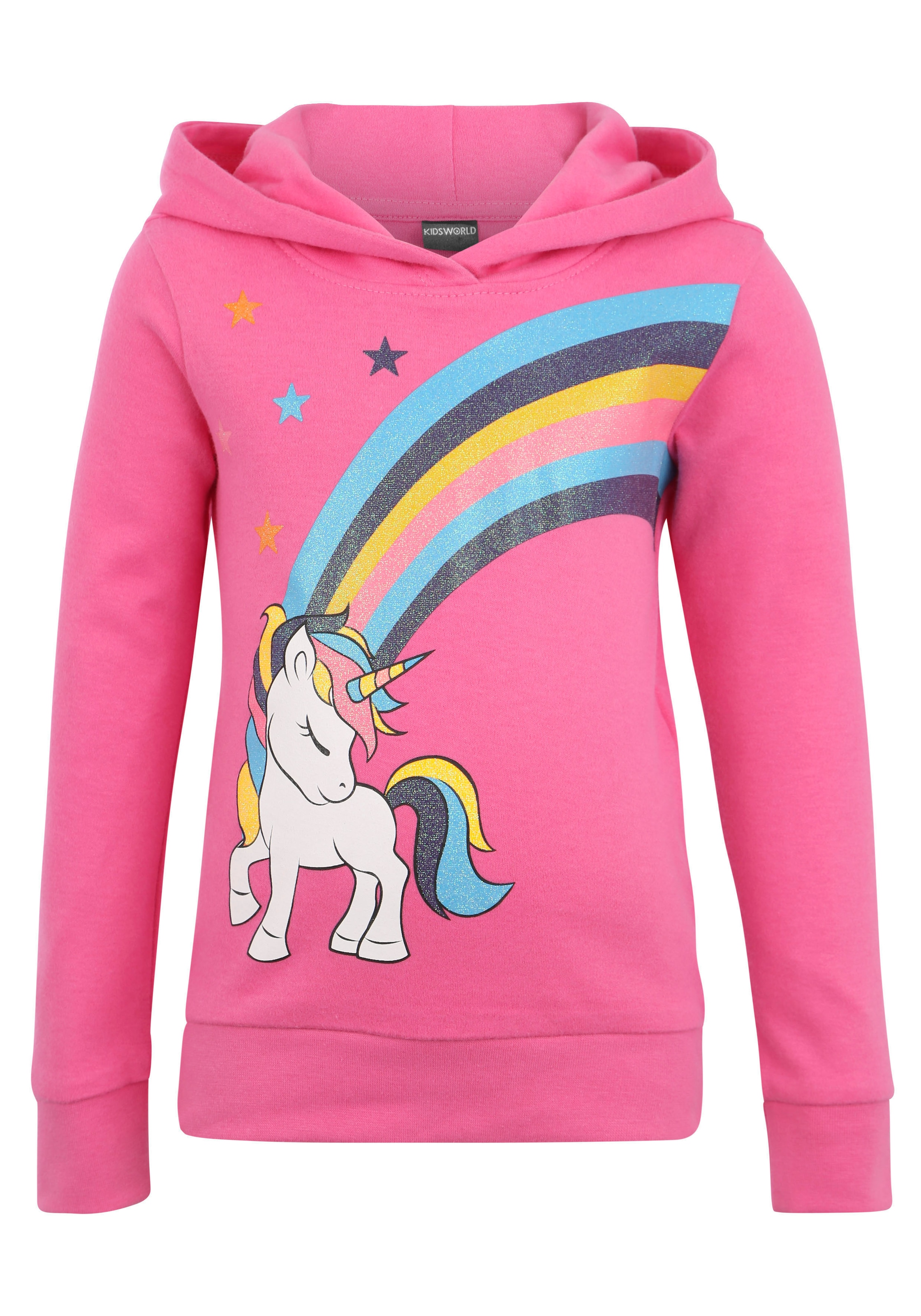 KIDSWORLD Langarmshirt »EINHORN BAUR | mit Regenbogen«, Glitzerdruck kaufen