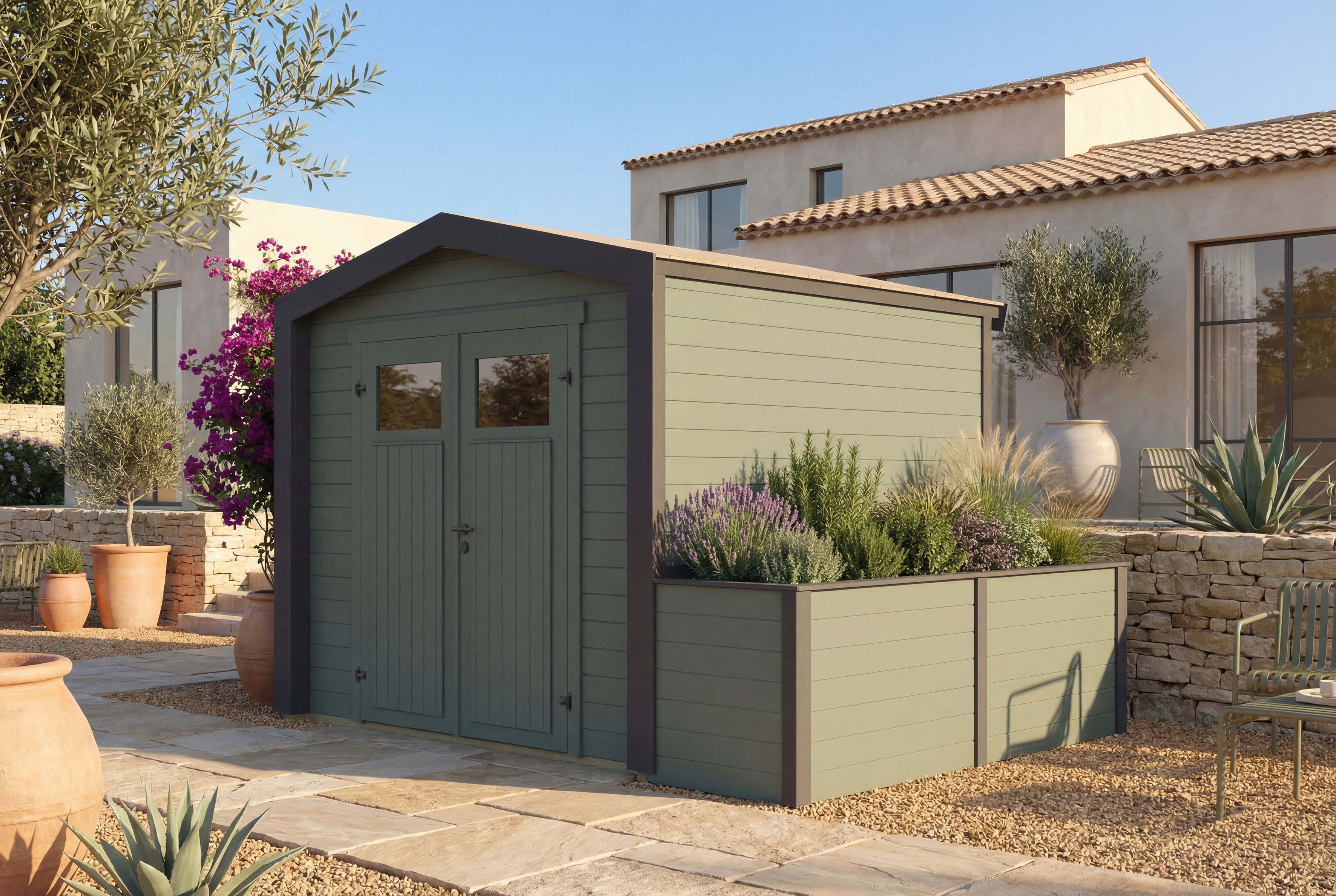 weka Gartenhaus "Killarney" Doppeltür, 1/4 verglast, mit Hochbeet