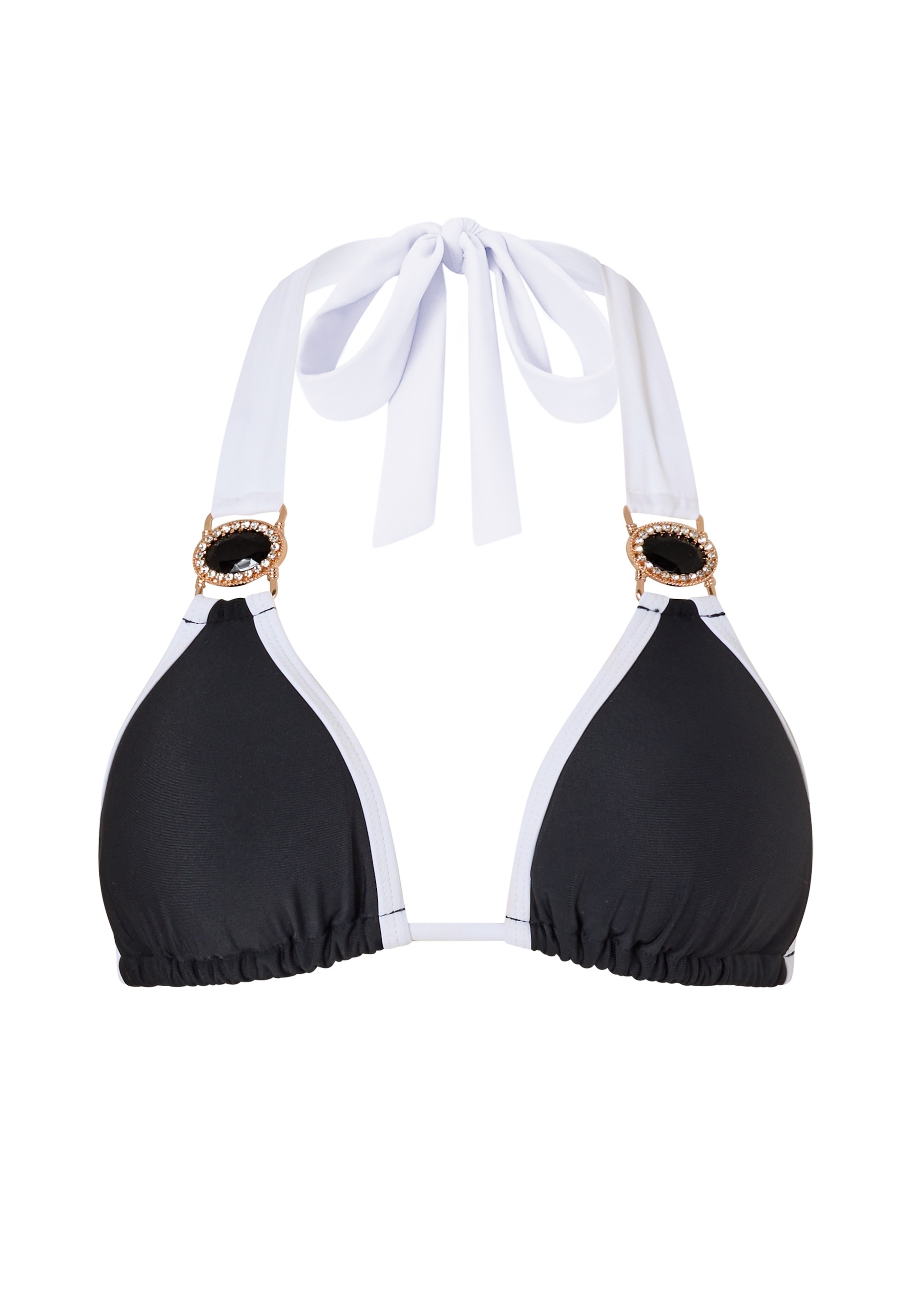 Moda Minx Triangel-Bikini-Top, (1 St.), mit stilvollem Kontrast-Design und Steinbesatz