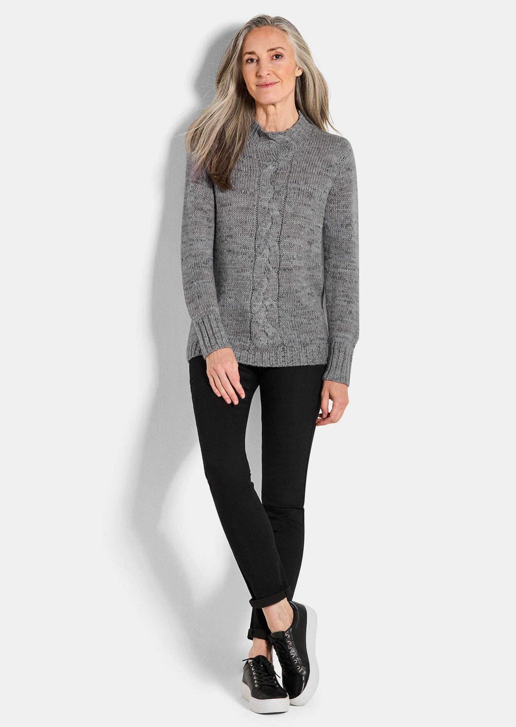 GOLDNER Rundhalspullover »Hüftlanger Langarm Pullover, Zopfstrick«